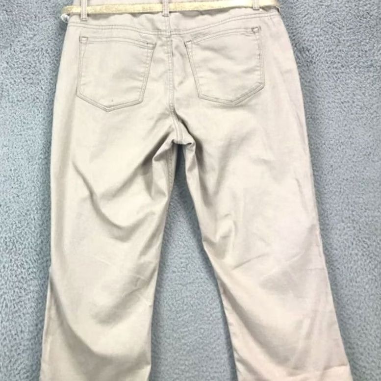 Lee Lee Riders Capri Pants Womens 12M Tan Mid Rise Belted Outdoors Denim Slacks New Size 34" / US 12 / IT 48 - 2 Thumbnail