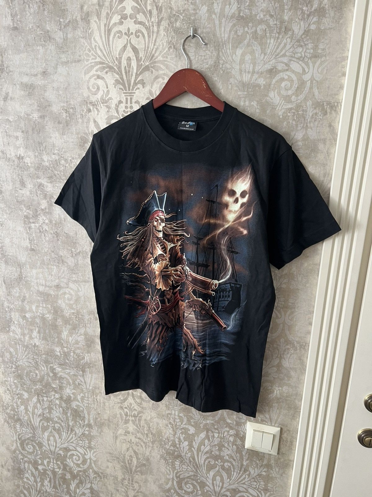 Vintage Vintage Pirate Skeleton Graphic T-Shirt Black Gothic Rock Size US M / EU 48-50 / 2 - 2 Thumbnail