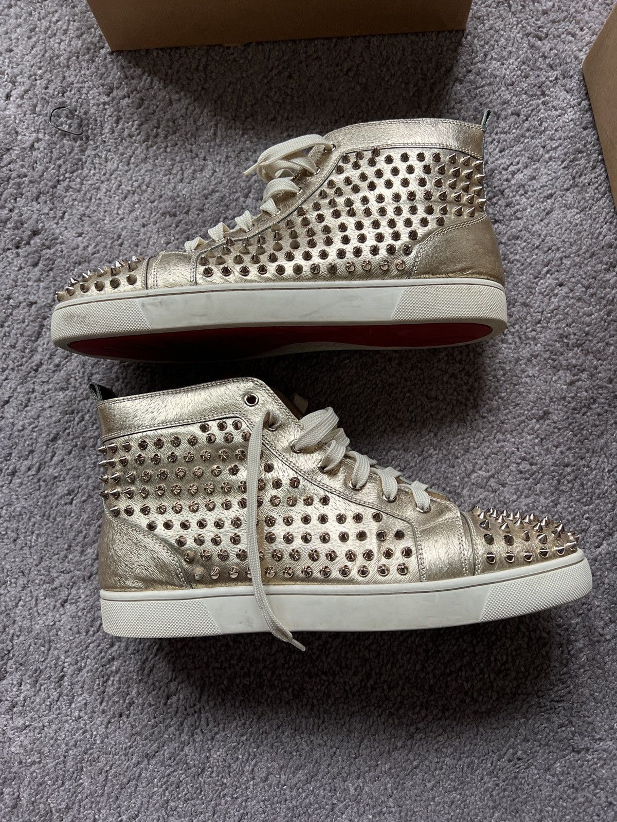 Christian Louboutin Louis flat laminato spikes Size US 12 / EU 45 - 2 Thumbnail