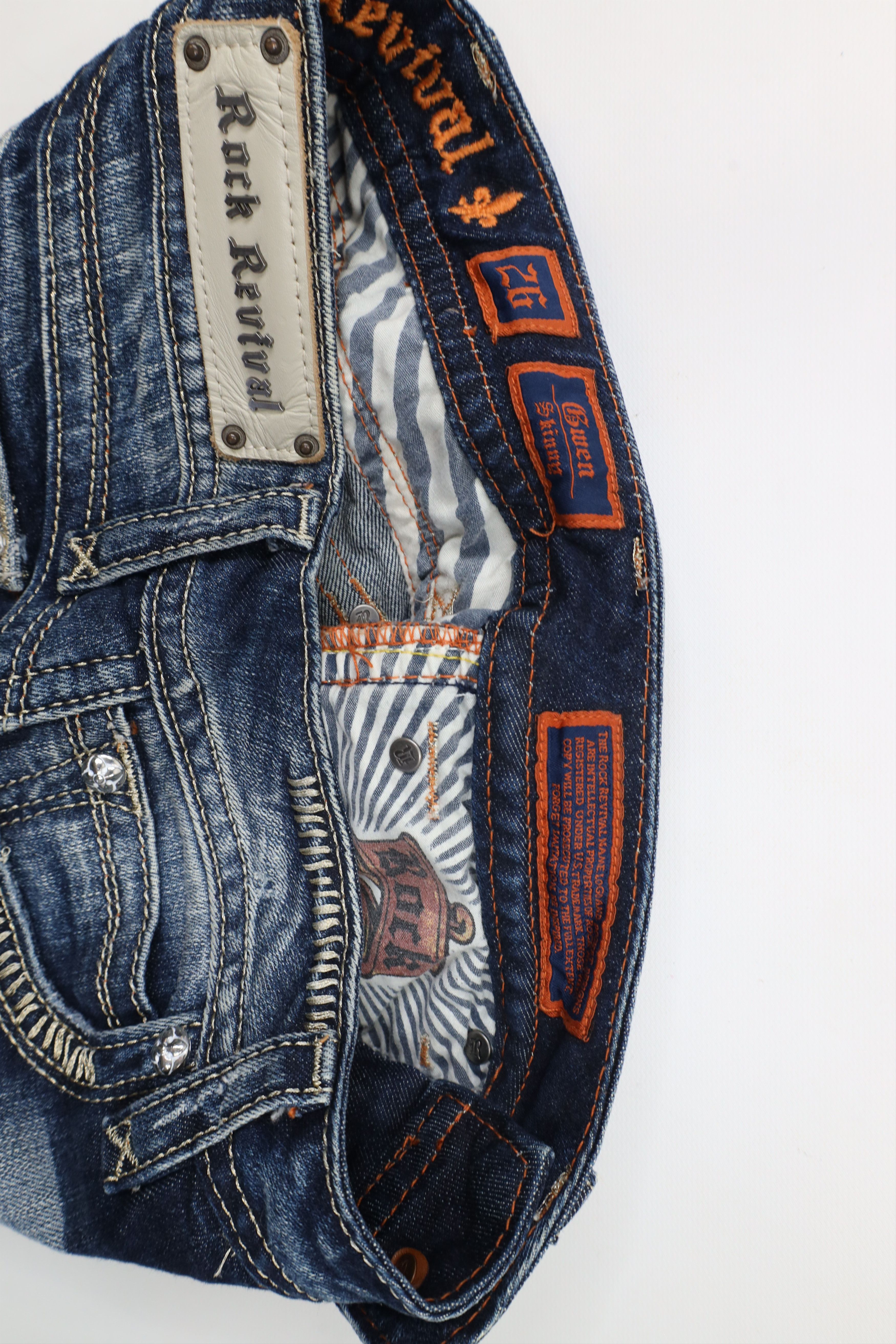 Rock Revival × Vintage Rock Revival Fleur de Lis Gwen Skinny Denim Jeans Blue Size 26" / US 2 / IT 38 - 8 Thumbnail