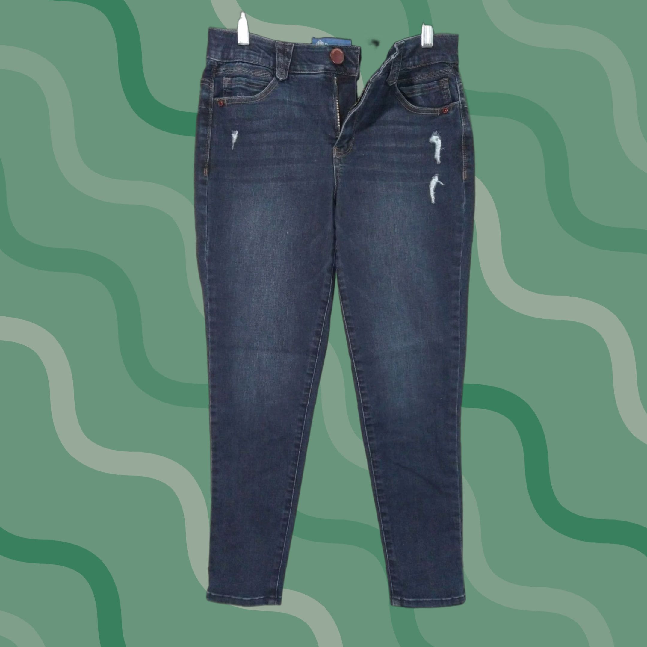 Vintage Democracy Jeans Womens 8 Blue Denim Ankle Indigo Dark Wash 5-Pocket Regular Stretch Cotton Polyester Spandex Viscose Denim Size 30" / US 8 / IT 44 - 1 Thumbnail
