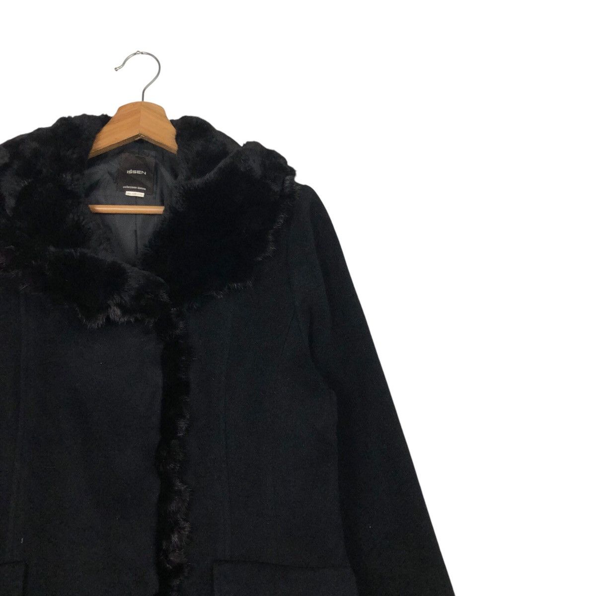 Issey Miyake 📌Rich Black Vintage Long Jacket Wool Issen Collezione Donna Size US M / EU 48-50 / 2 - 8 Thumbnail