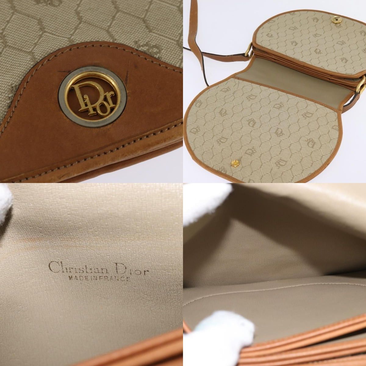 Dior DIOR Honeycomb Canvas Shoulder Bag Pvc Beige Gold Size ONE SIZE - 11 Thumbnail