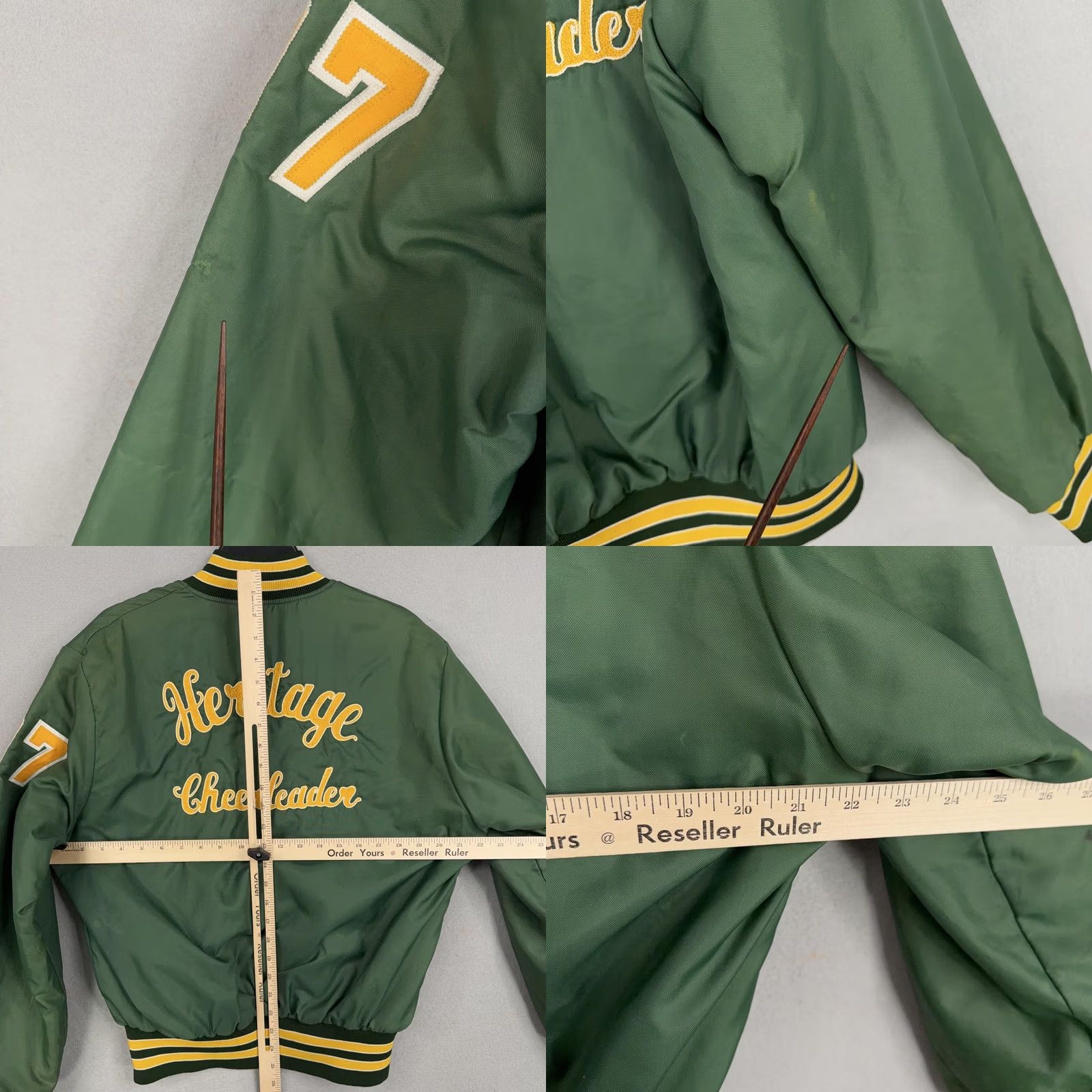 Holloway VINTAGE Holloway Varsity Jacket Womens Medium Green 90s Heritage Cheerleader Embroidered Pockets Snaps Size M / US 6-8 / IT 42-44 - 10 Thumbnail