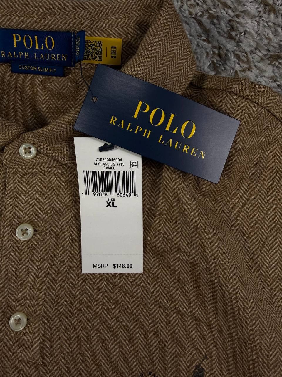 Polo Ralph Lauren Polo Ralph Lauren Men's Custom Slim Fit Herringbone Polo Size US XL / EU 56 / 4 - 9 Thumbnail