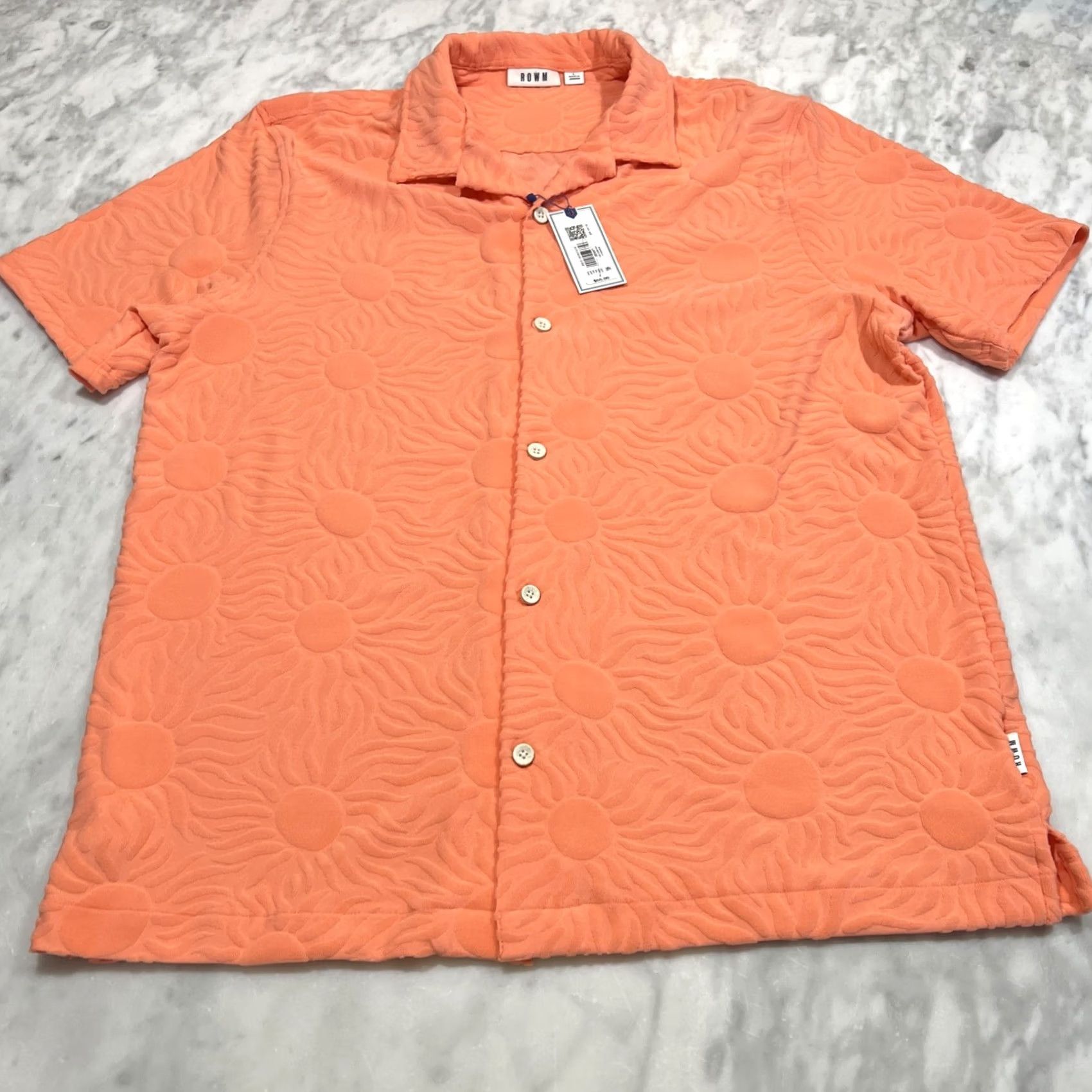 Vintage ROWM Button Up Shirt Men’s Large Short Sleeve Soft Textured Suns Salmon NWT Size US L / EU 52-54 / 3 - 2 Thumbnail