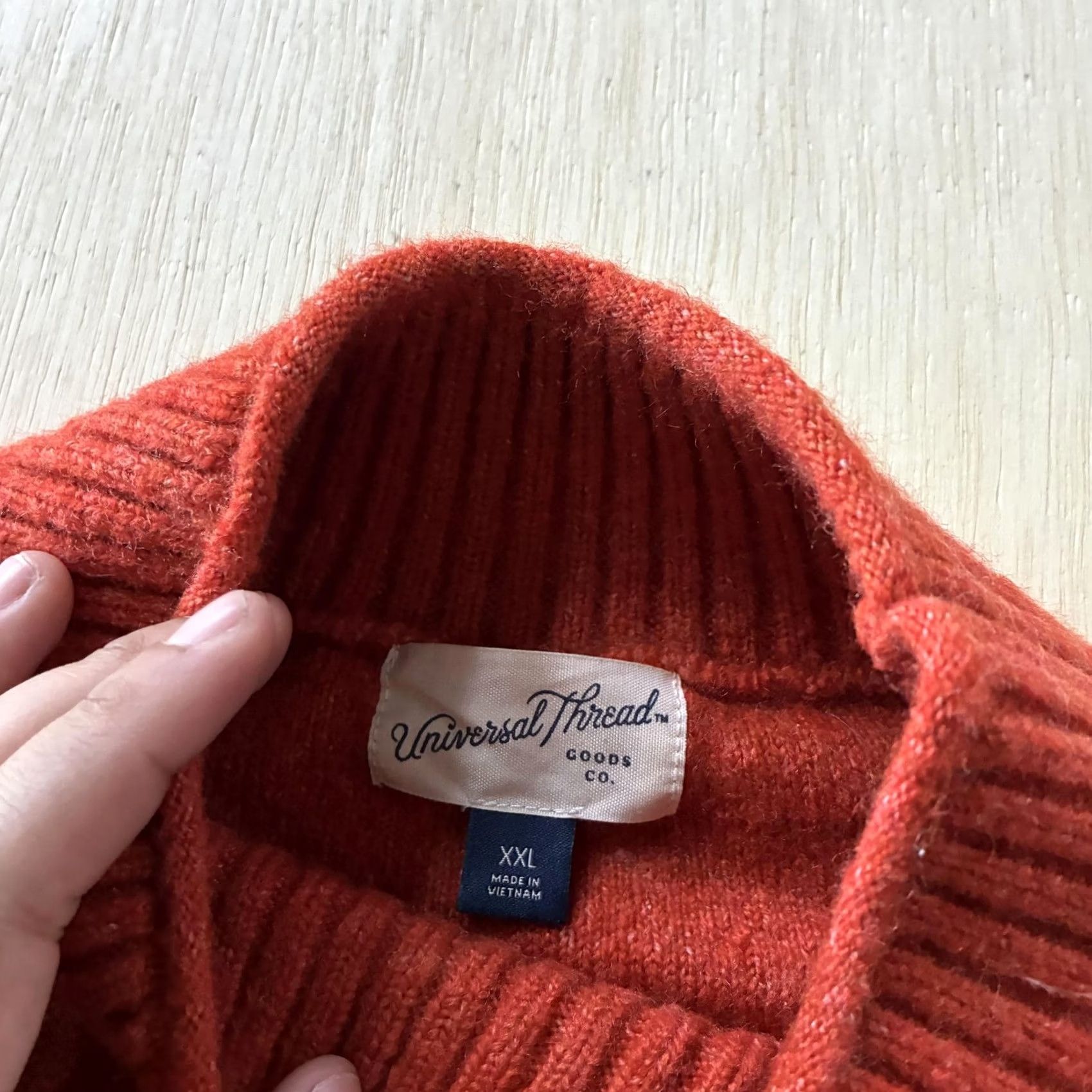 Vintage Universal Thread Goods Co. Sweater Womens XXL Orange Mock Neck Knit Pullover Size XXL / US 16-18 / IT 52-54 - 3 Thumbnail