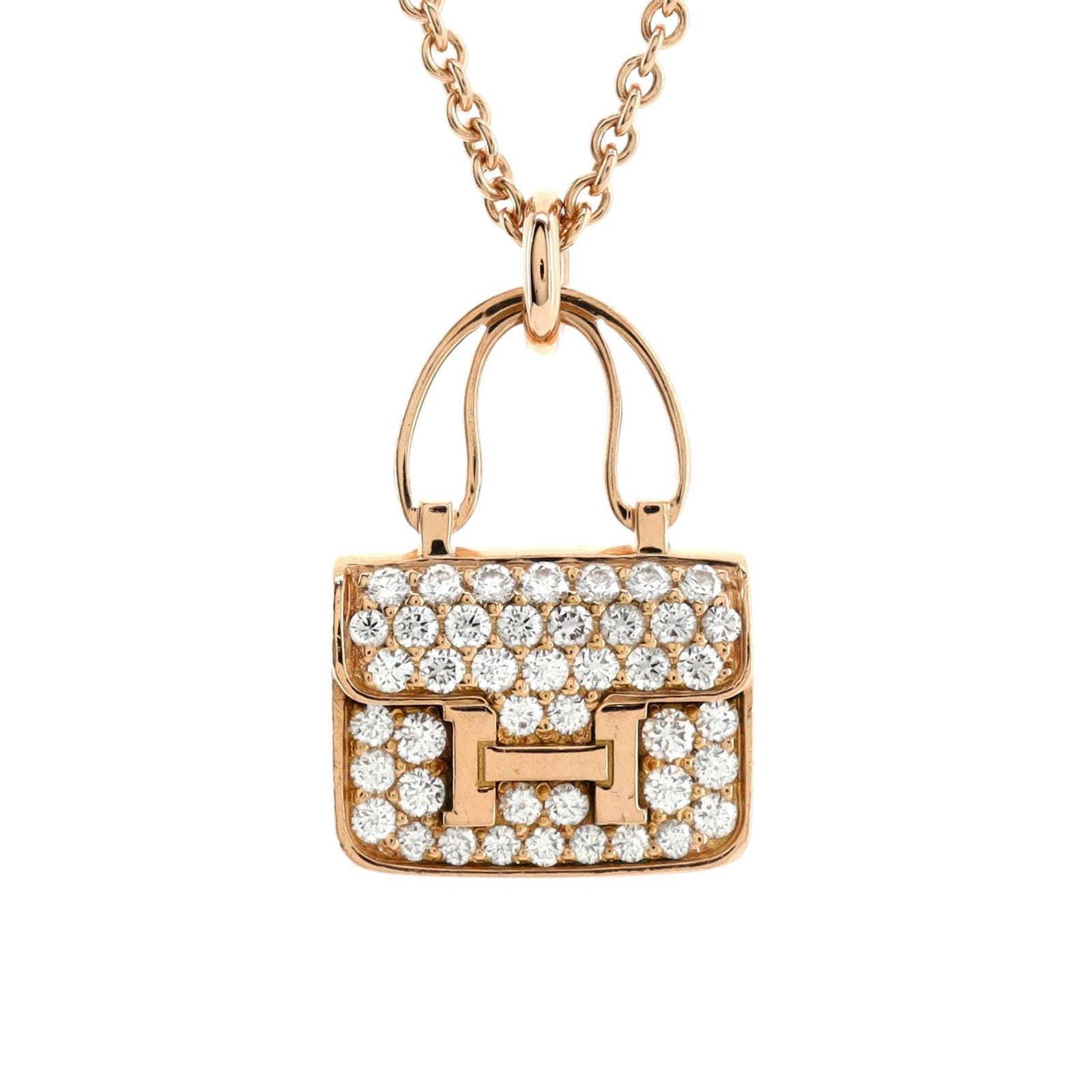 image of Hermes Amulettes Constance Pendant Nm Necklace 18K Rose Gold, Women's