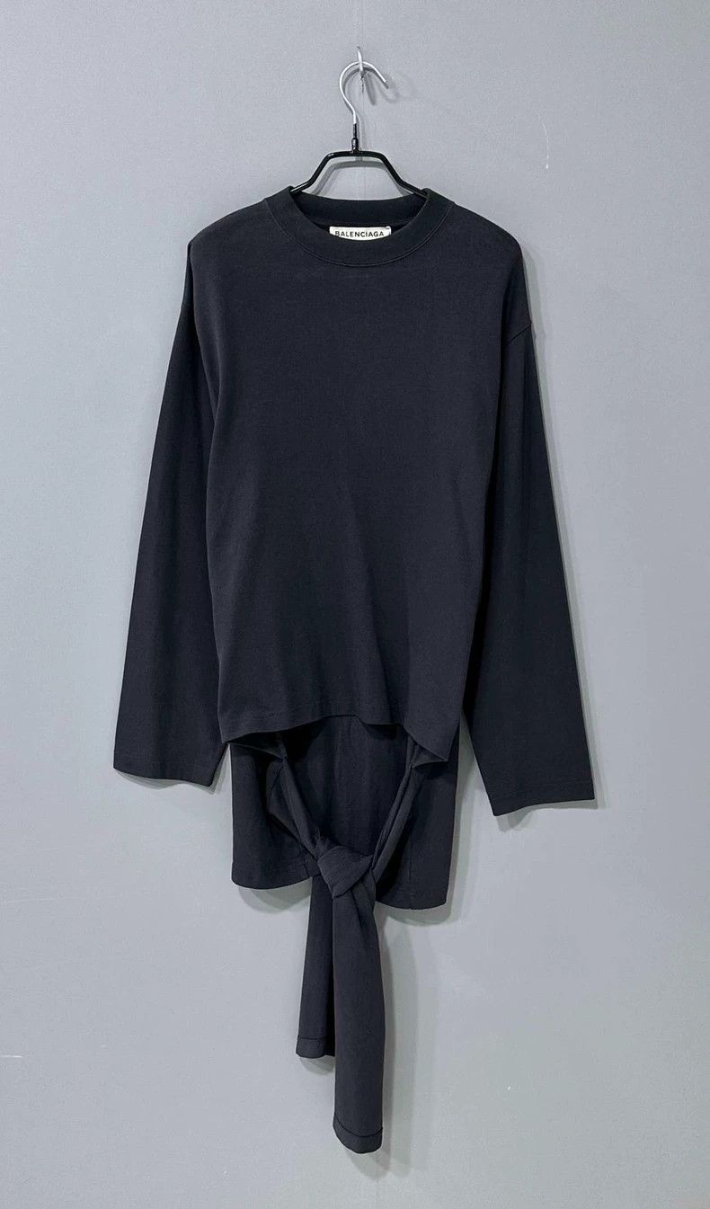 Balenciaga black long sleeve top with tie detail-dmc Size US M / EU 48-50 / 2 - 1 Thumbnail
