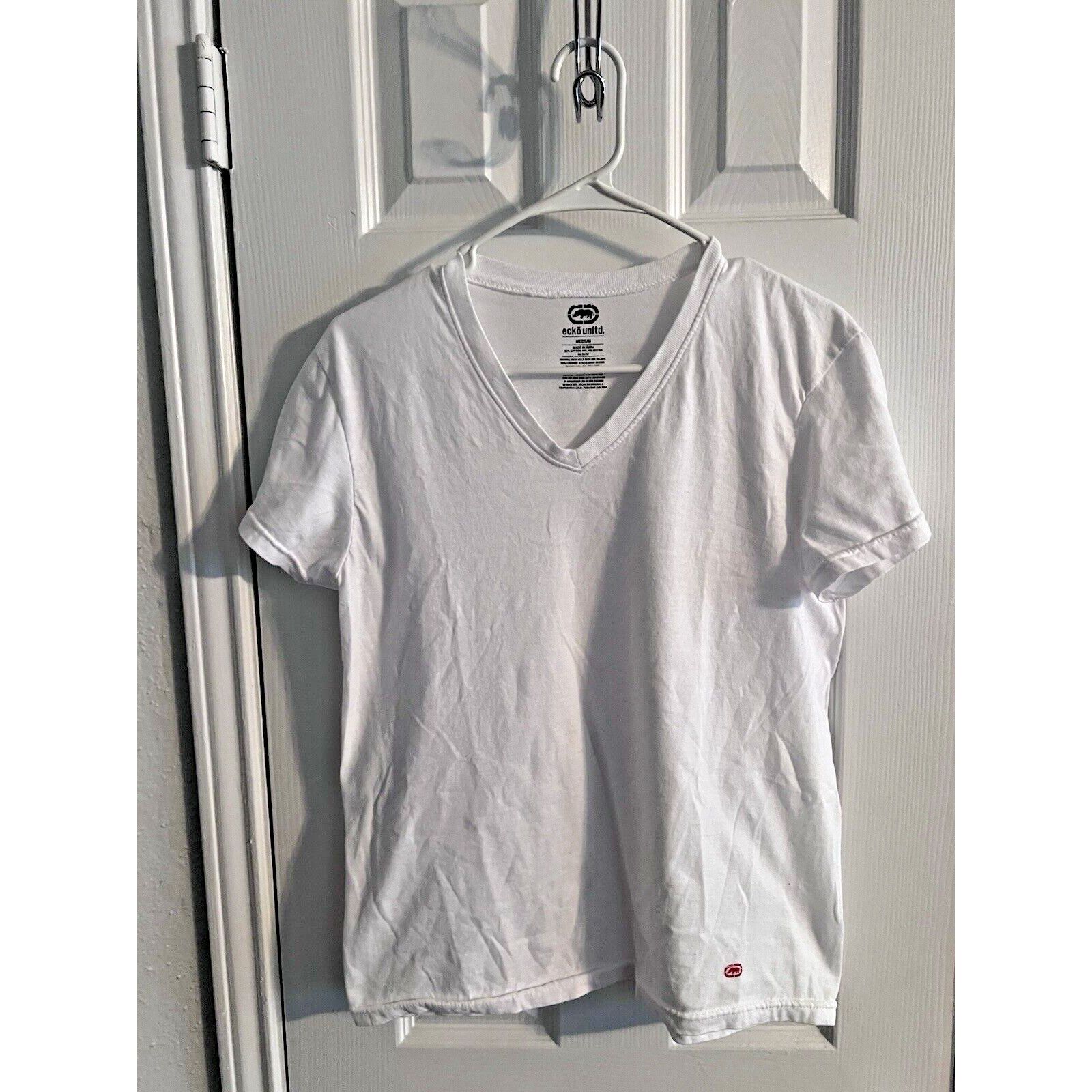 Ecko Unltd. Ecko Unltd V-Neck Mens T-Shirt White Size M Unlimited Shirt Size US M / EU 48-50 / 2 - 1 Thumbnail