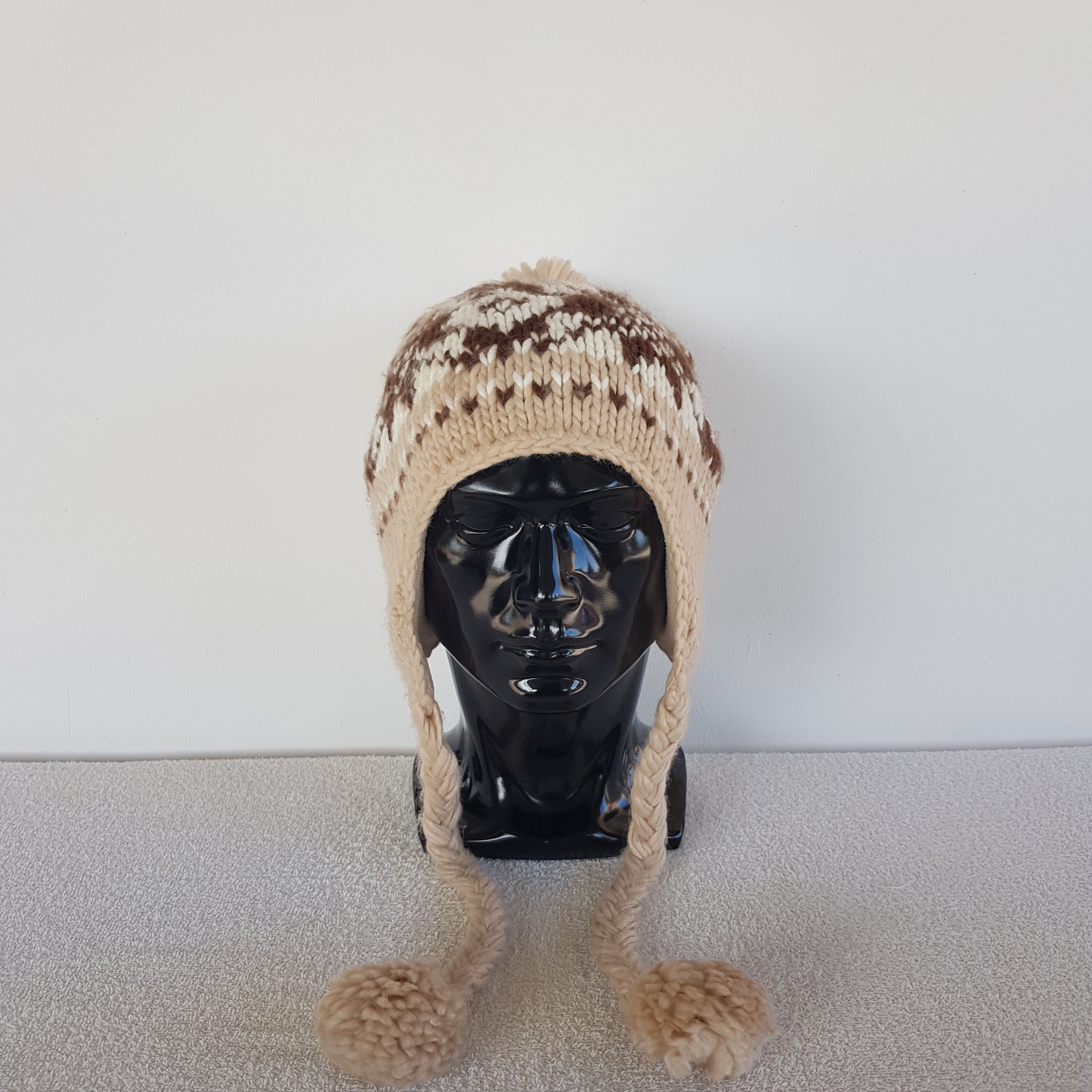 Other Vintage Japanese Earflap Beanie Winter Snow Caps Knit Hats. Size ONE SIZE - 3 Thumbnail