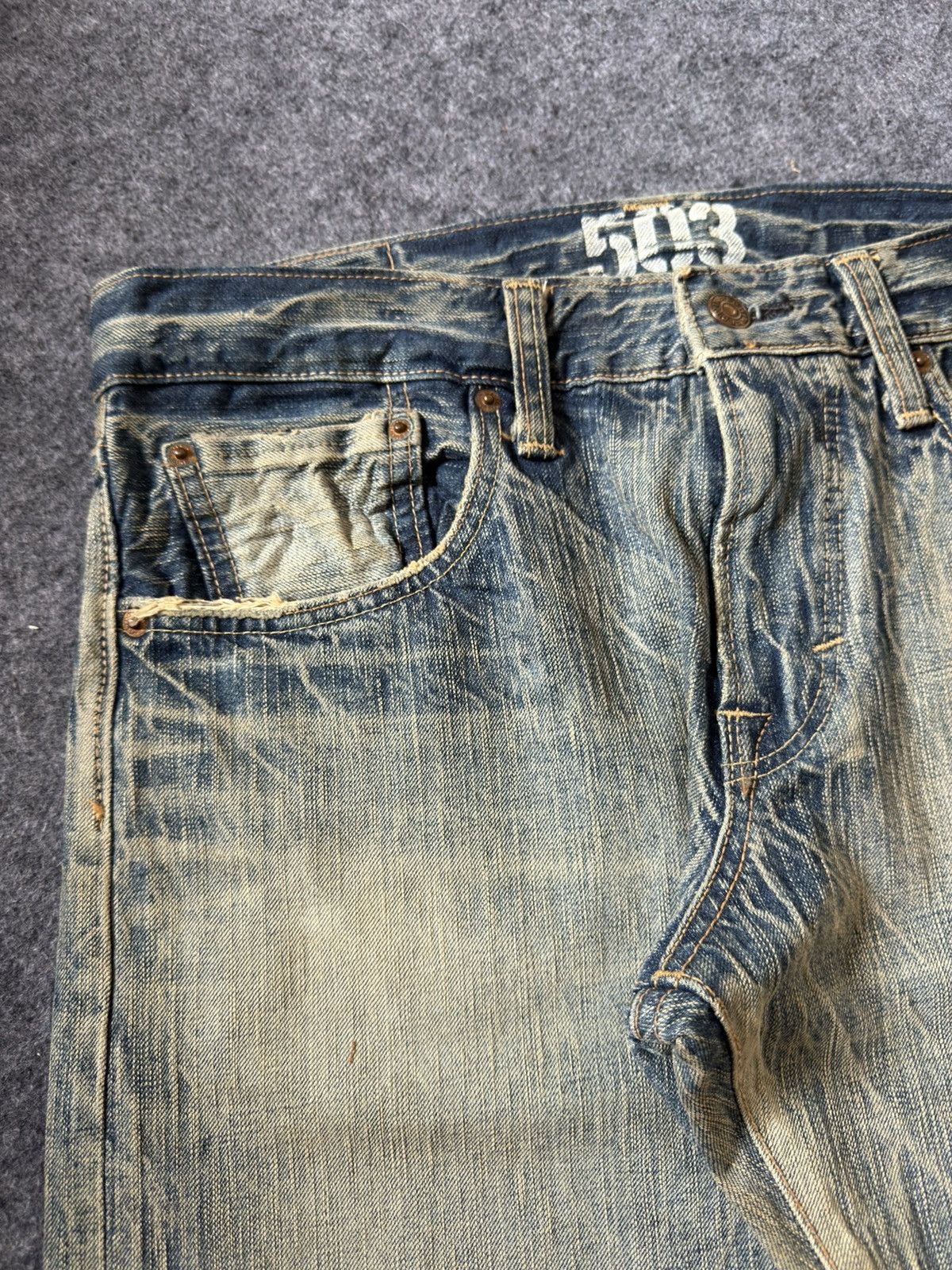 Edwin Vintage EDWIN 503 Faded Mud Wash Loose Jeans Size US 32 / EU 48 - 10 Thumbnail