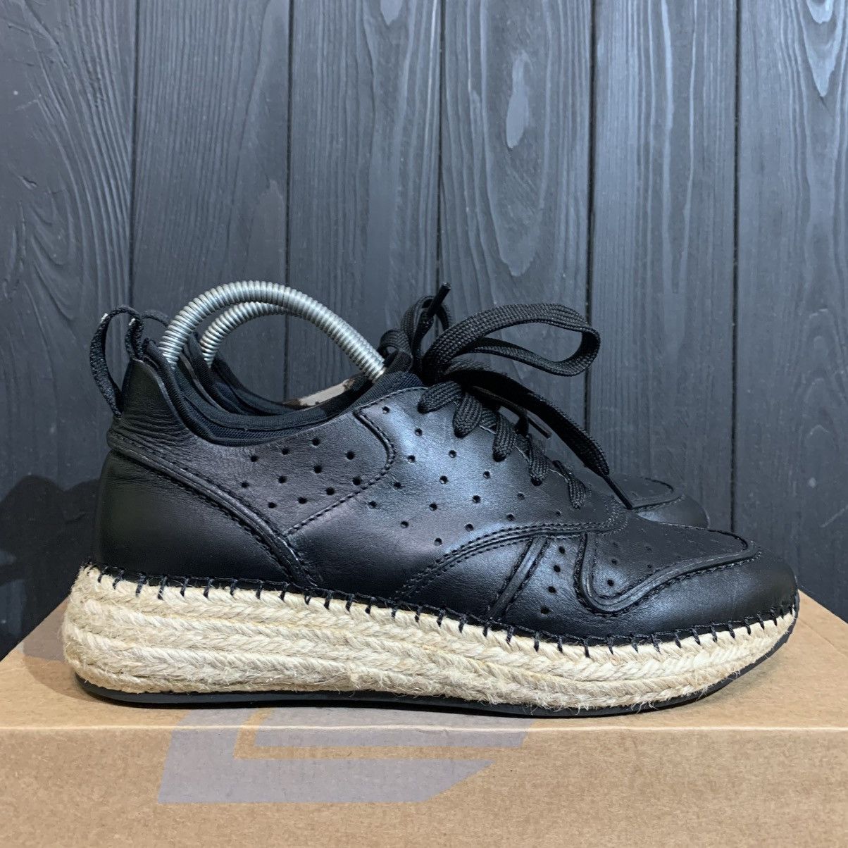 Tod's Tod’s Black Leather Sneakers With Rope Heel Size 36.5 Size US 6.5 / IT 36.5 - 1 Thumbnail