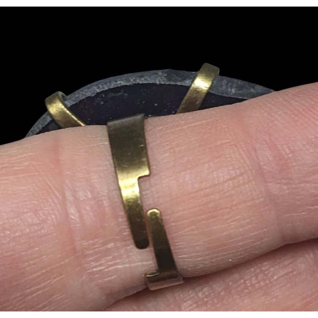 Other Dark Blue Dyed Geode Slice Adjustable Statement Ring Size 6 Size ONE SIZE - 8 Thumbnail
