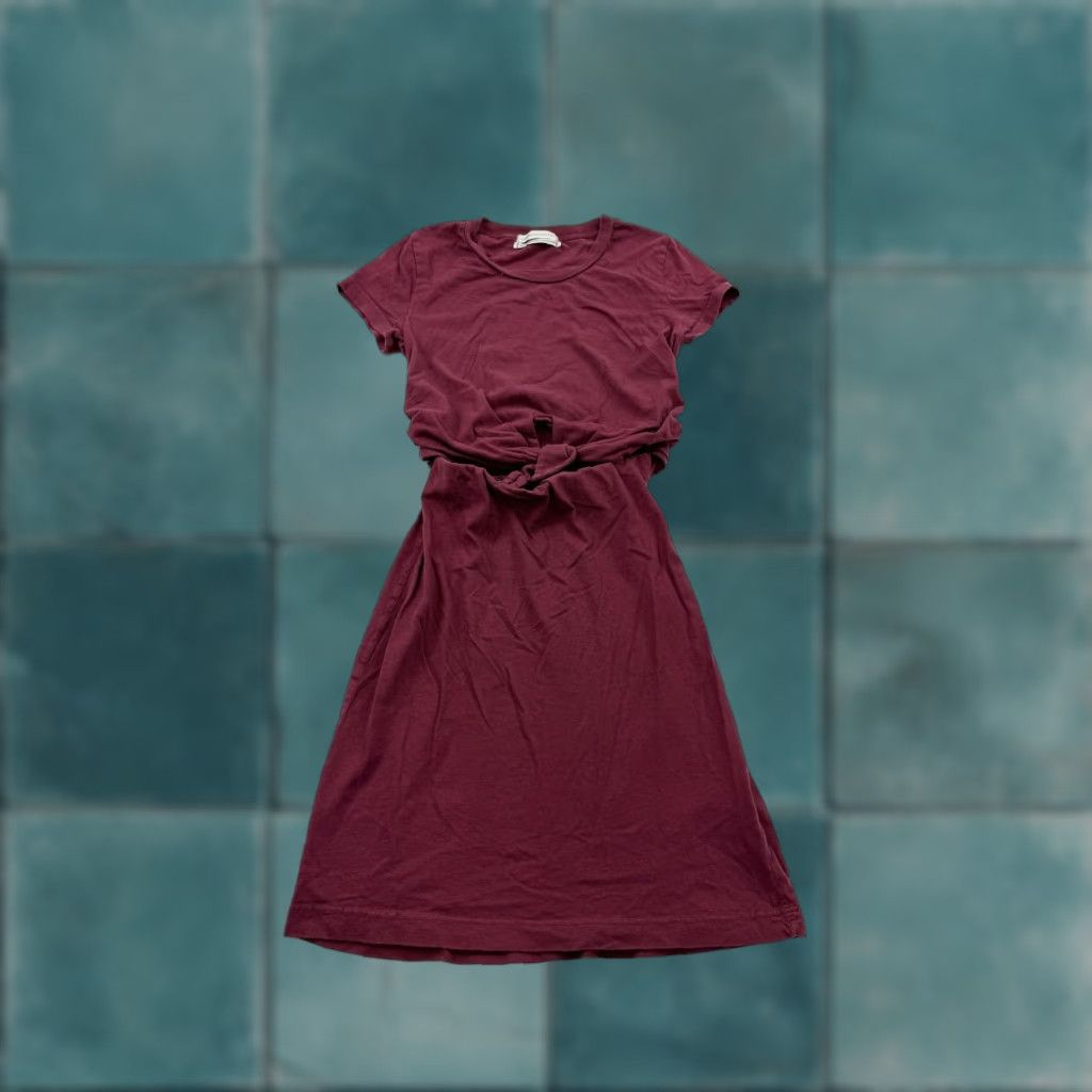 Urban Outfitters Urban Outfitters Dress Womens XS Burgundy Tie Front T-Shirt Short Sleeve Cotton Size XS / US 0-2 / IT 36-38 - 1 Thumbnail