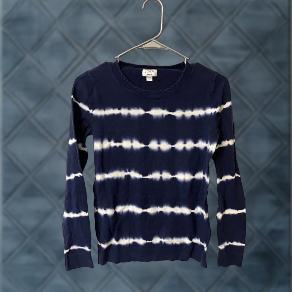 J.Crew J.CREW Womens Tie Dye Sweater Pullover Long Sleeve XS Navy Blue Lightweight Casual Size XS / US 0-2 / IT 36-38 - 1 Thumbnail
