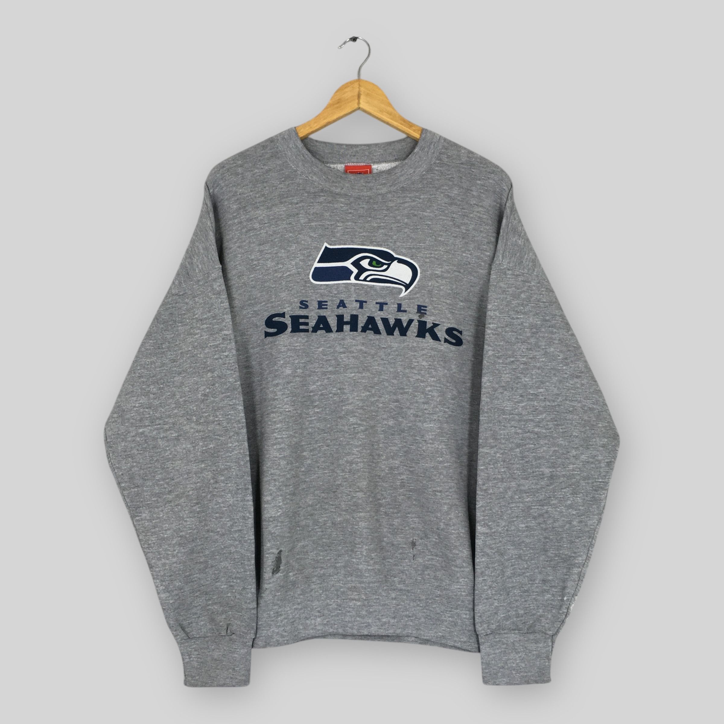 Vintage Seattle Seahawks Nfl Gray Sweatshirt XLarge