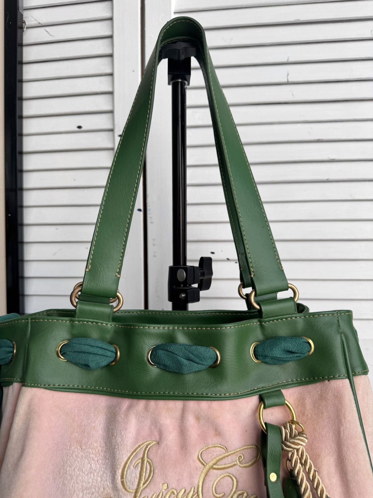 Juicy Couture Vintage Juicy Couture Daydreamer Velour Tote Bag Pink Green Size ONE SIZE - 7 Thumbnail