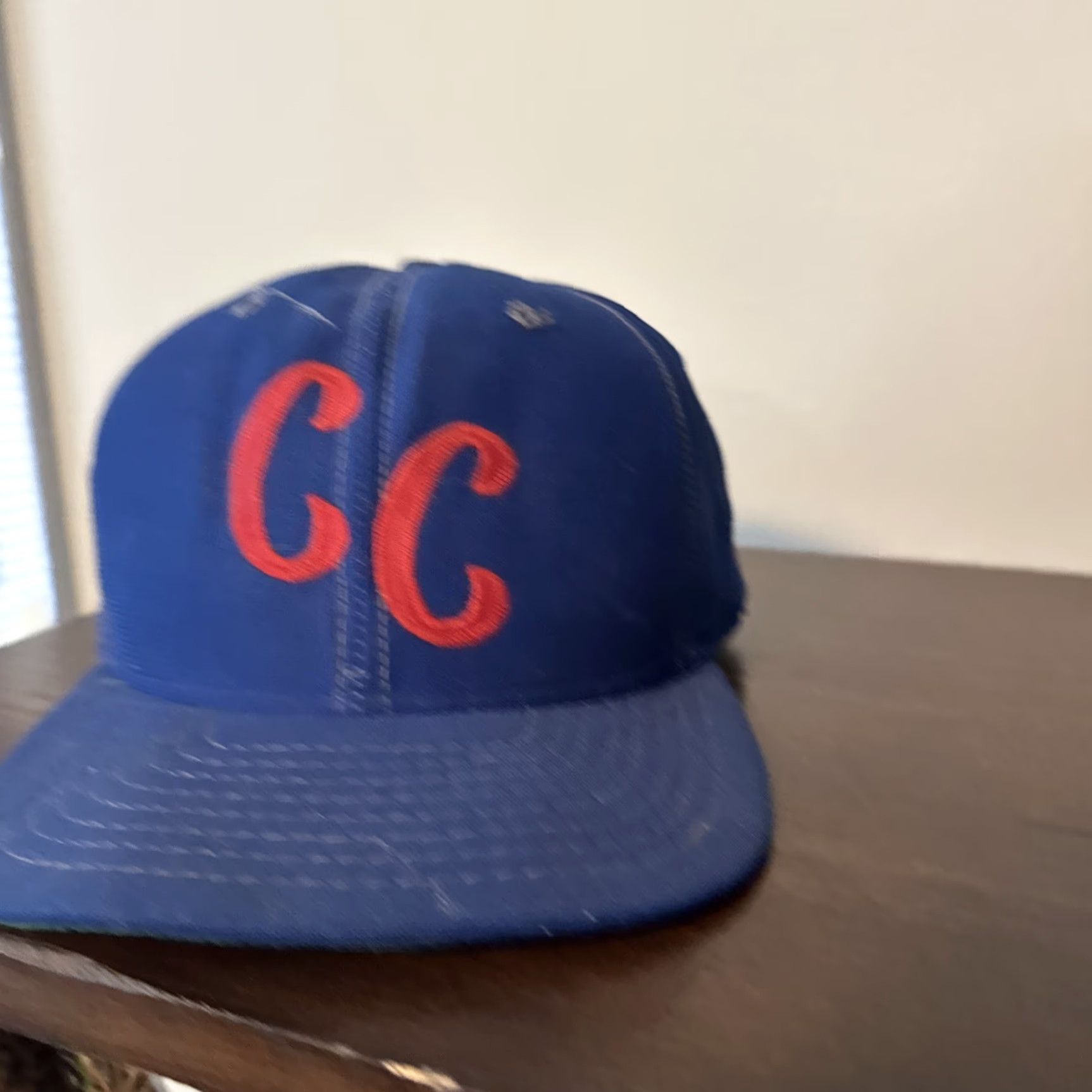 New Era VINTAGE New Era Snapback Hat Cap Blue Red CC Logo 70s 80s Broken Snap Men One Size Mens Size ONE SIZE - 4 Thumbnail