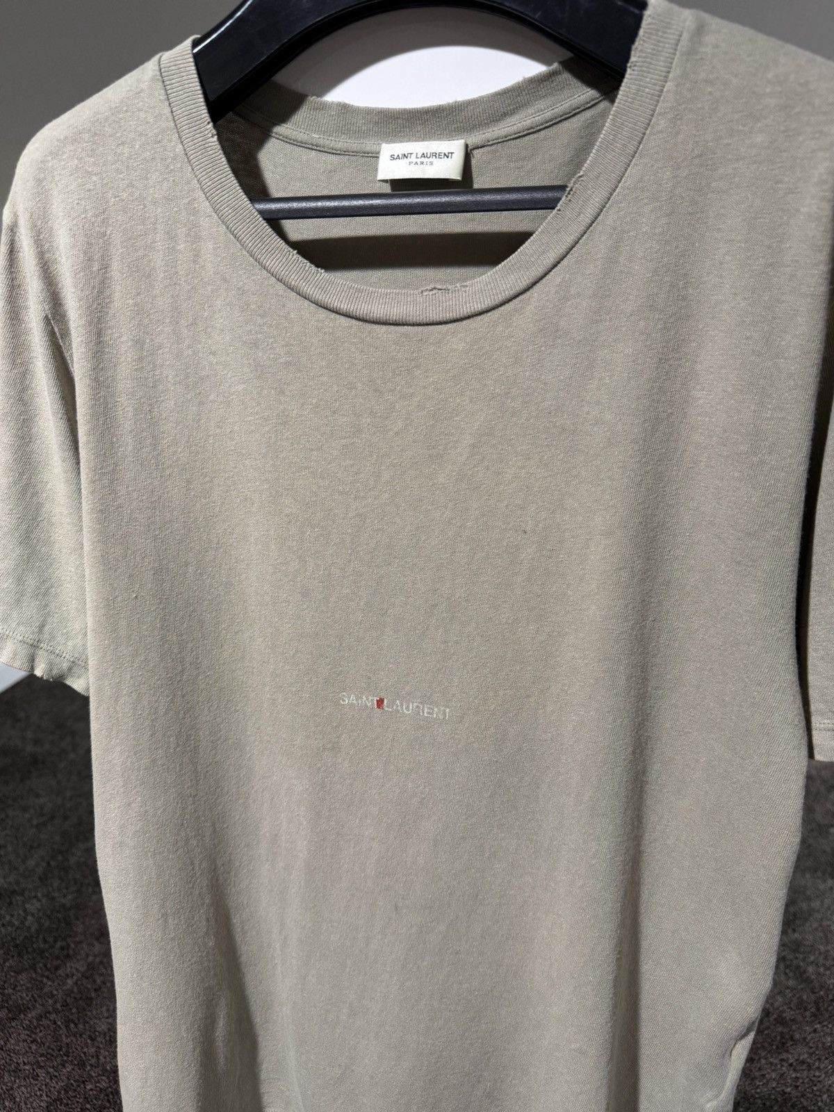 Saint Laurent Paris Saint Laurent Paris Rive Gauche Box Logo 2018 Grey T-Shirt Size US XS / EU 42 / 0 - 2 Thumbnail
