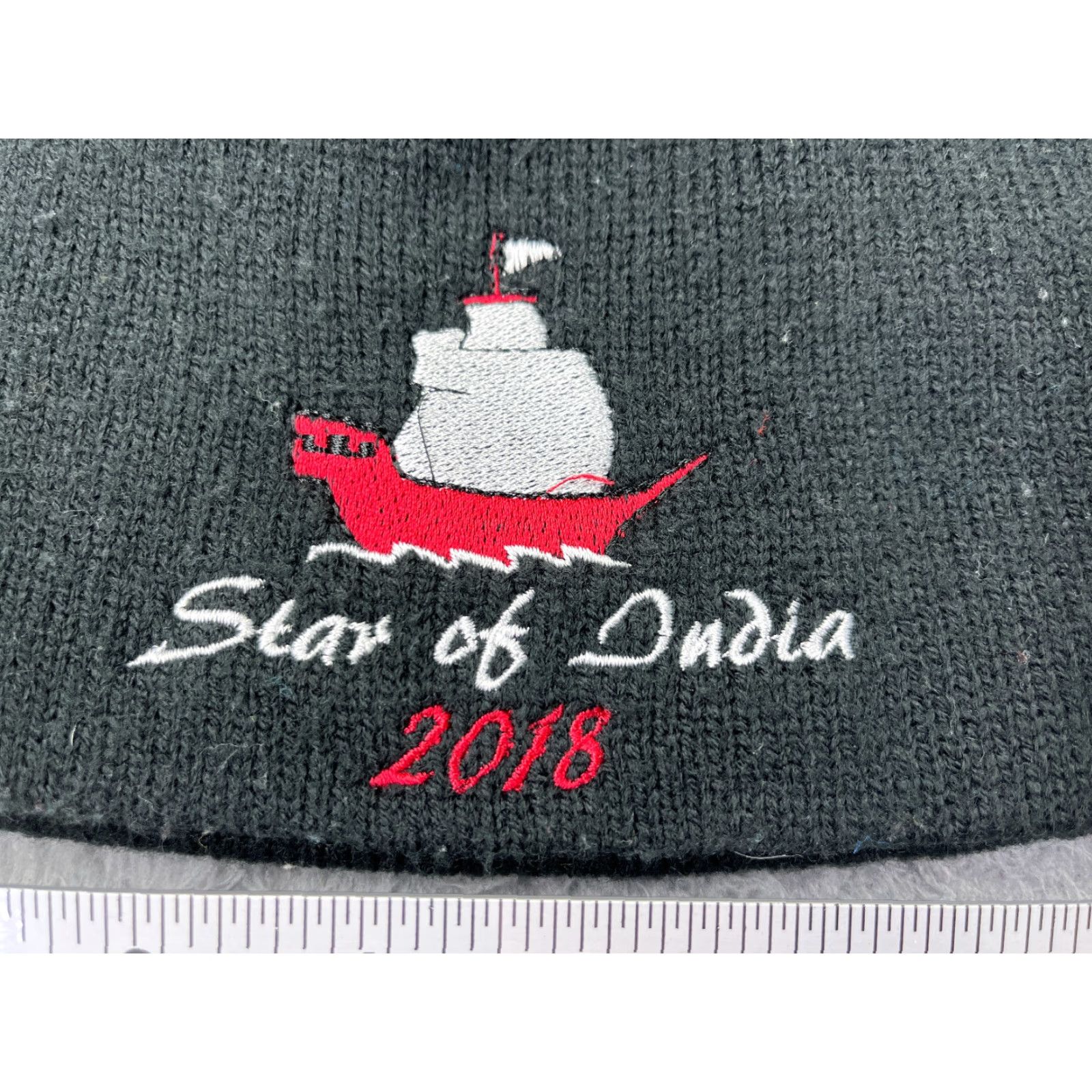 Vintage Star Of India Beanie Hat Adult One Size Black Knit Acrylic Sailing Theme Unisex Size ONE SIZE - 2 Thumbnail