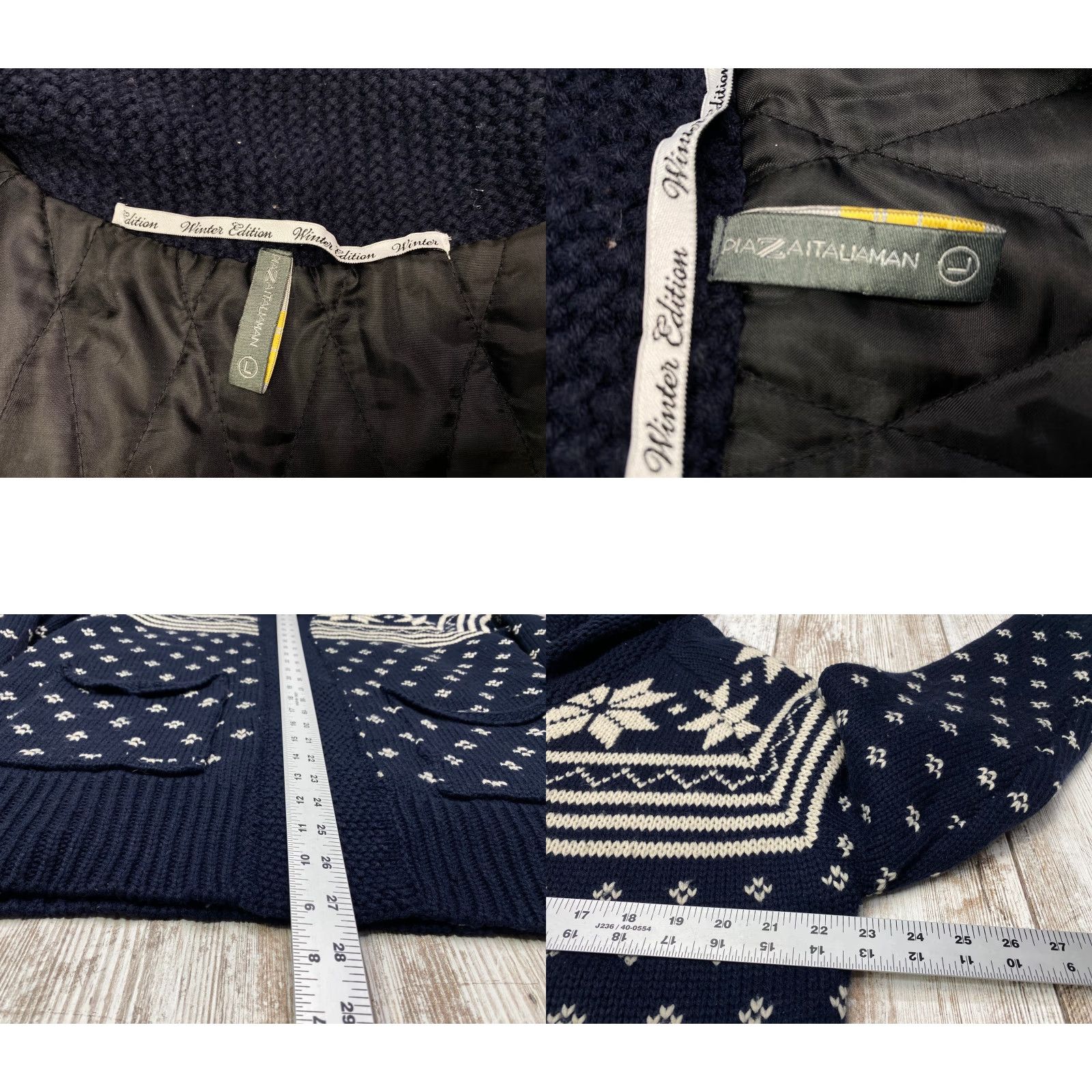 Vintage Piazza Italiaman Winter Edition Knit Sweater Men’s Large Blue White Lined 7439 Size US L / EU 52-54 / 3 - 8 Thumbnail