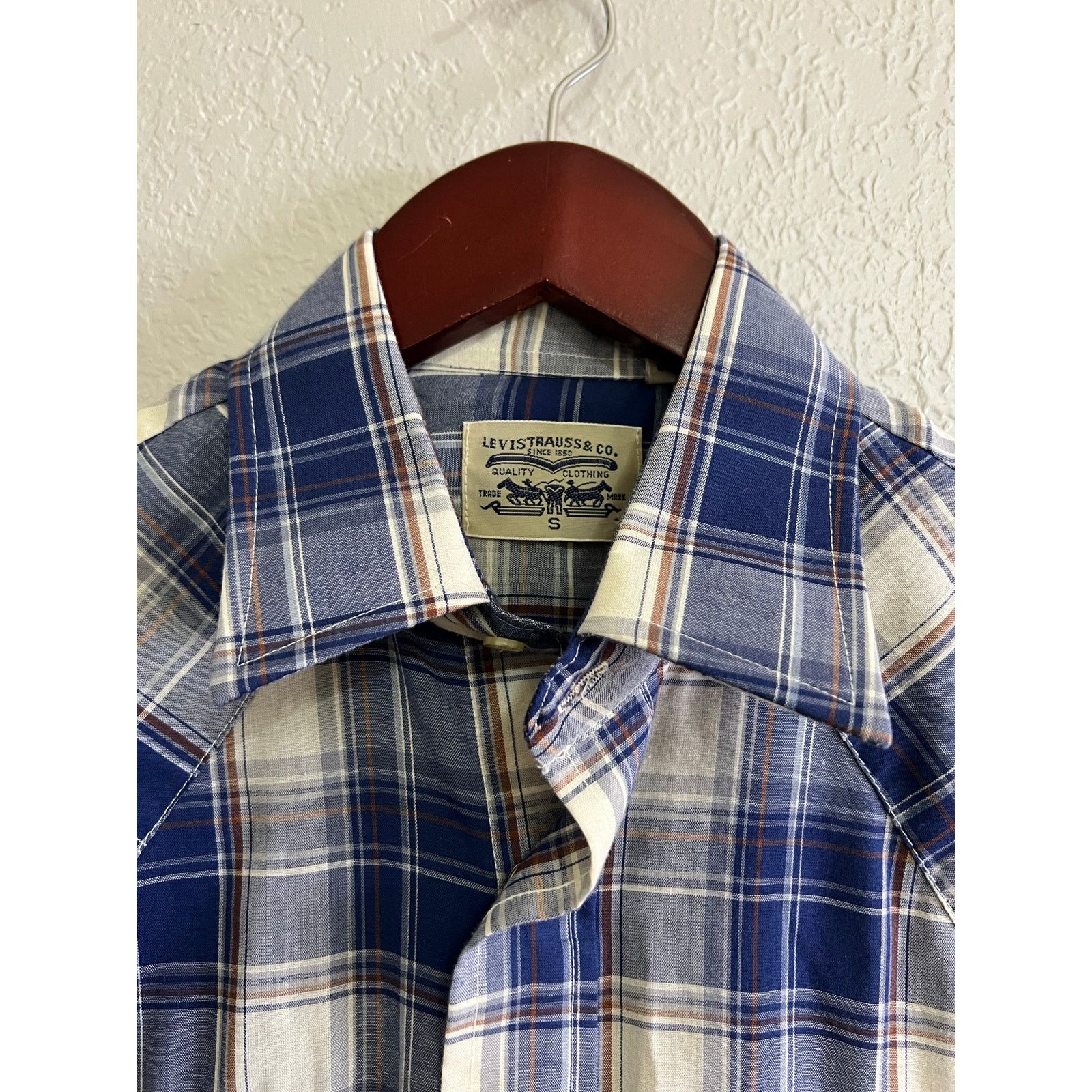 Levi's Vintage Levi’s Western Plaid Pearl Snap Shirt Blue Mens S Size US S / EU 44-46 / 1 - 4 Thumbnail