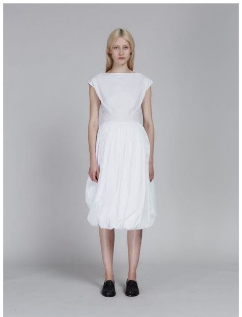 Marni o1w1db10125 Ballon Midi Dress in White Size L / US 10 / IT 46 - 1 Thumbnail