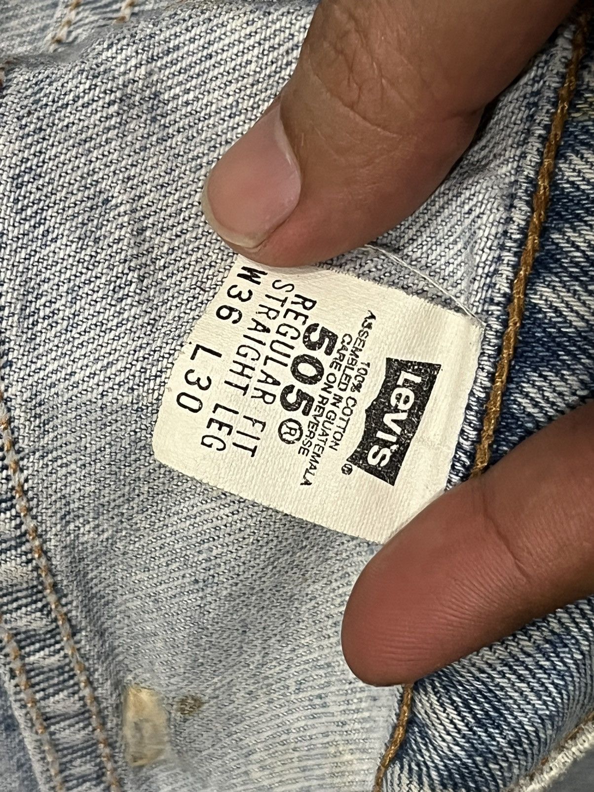 Vintage Vintage 90s Levi’s 505 Batwing Regular Straight Trashed Jean Size US 36 / EU 52 - 17 Thumbnail