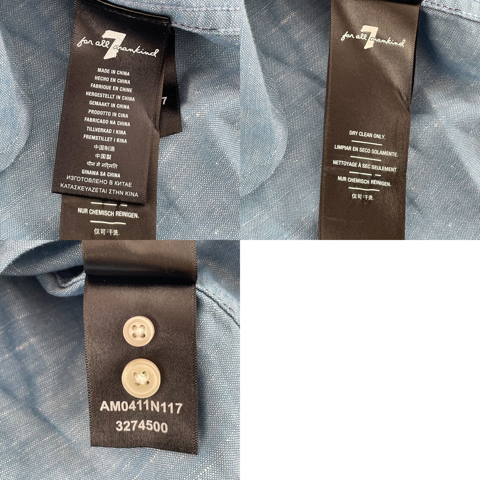 7 For All Mankind VINTAGE Seven For All Mankind Shirt Men Large Blue Linen Blend Long Sleeve Designer NWOT Size US L / EU 52-54 / 3 - 9 Thumbnail