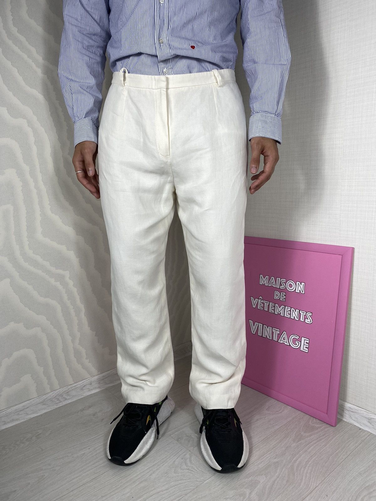Hermes × Maison Margiela × Vintage Hermes Paris by Margiela Unisex Pants Straight 90s Linen Size US 34 / EU 50 - 1 Thumbnail