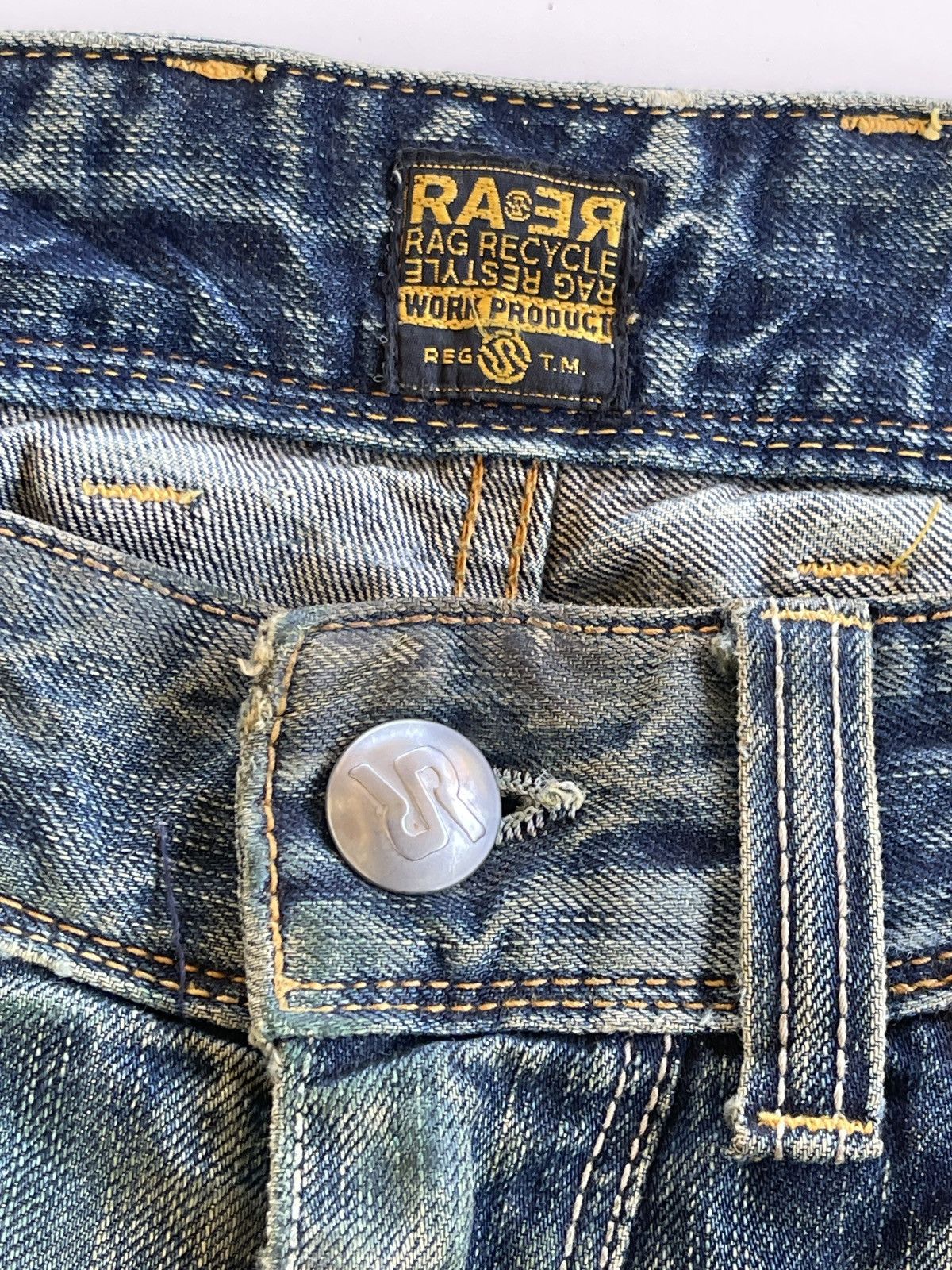 Japanese Brand Rag Recycle Dirty Distressed Jeans Size US 35 - 13 Thumbnail