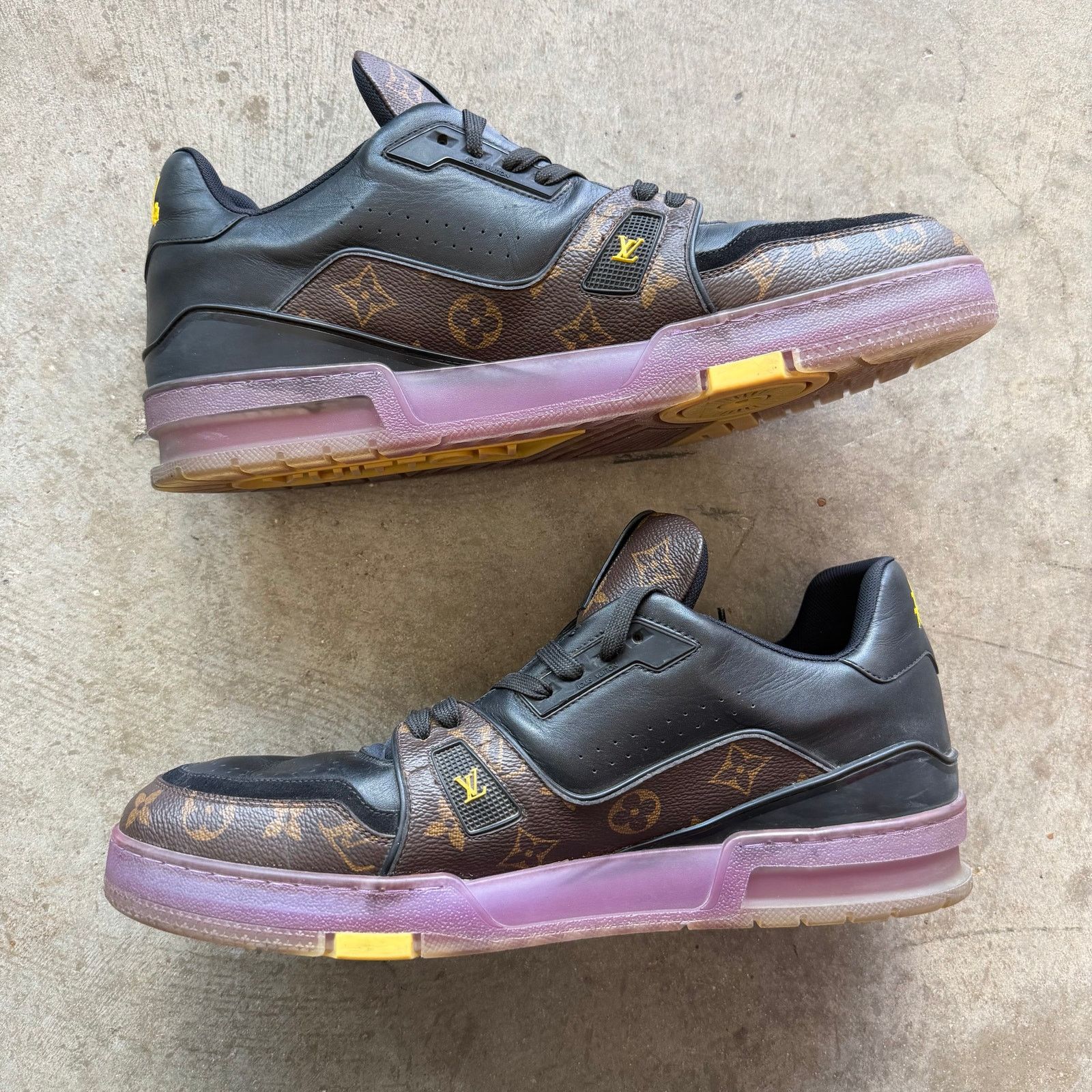 Louis Vuitton Louis Vuitton Trainer Brown Monogram Yellow Purple Size US 12.5 / EU 45-46 - 3 Thumbnail