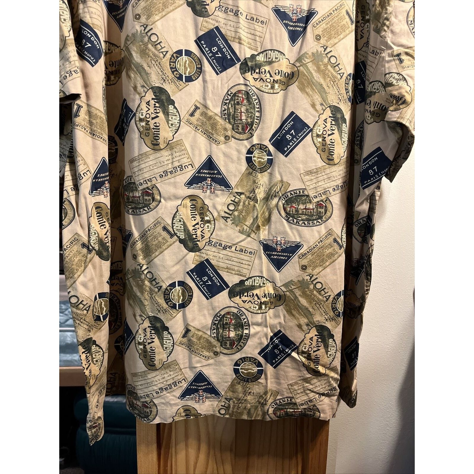 Pendleton Pendleton Men’s XL Beige Luggage Print Cotton Hawaiian Shirt Size US XL / EU 56 / 4 - 22 Thumbnail
