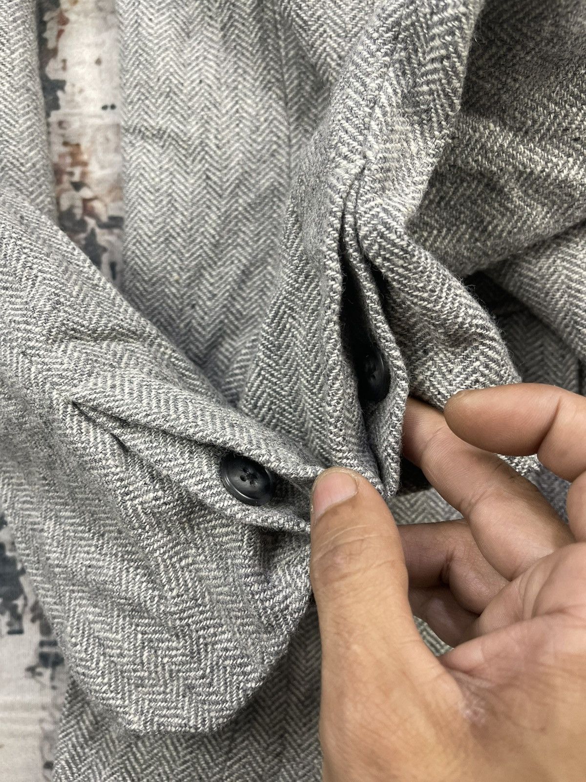Tornado Mart Tornado Mart Frayed Edge Herringbone Coat Size US S / EU 44-46 / 1 - 18 Thumbnail