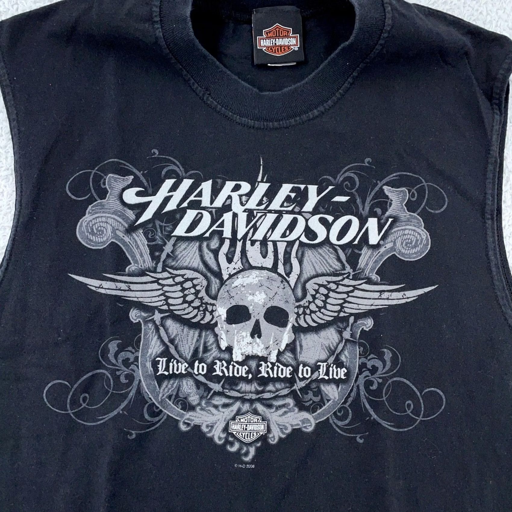 Harley Davidson Harley-Davidson T-Shirt Mens Large Black Skull Wings Biker Somerset PA Muscle Size US L / EU 52-54 / 3 - 2 Thumbnail