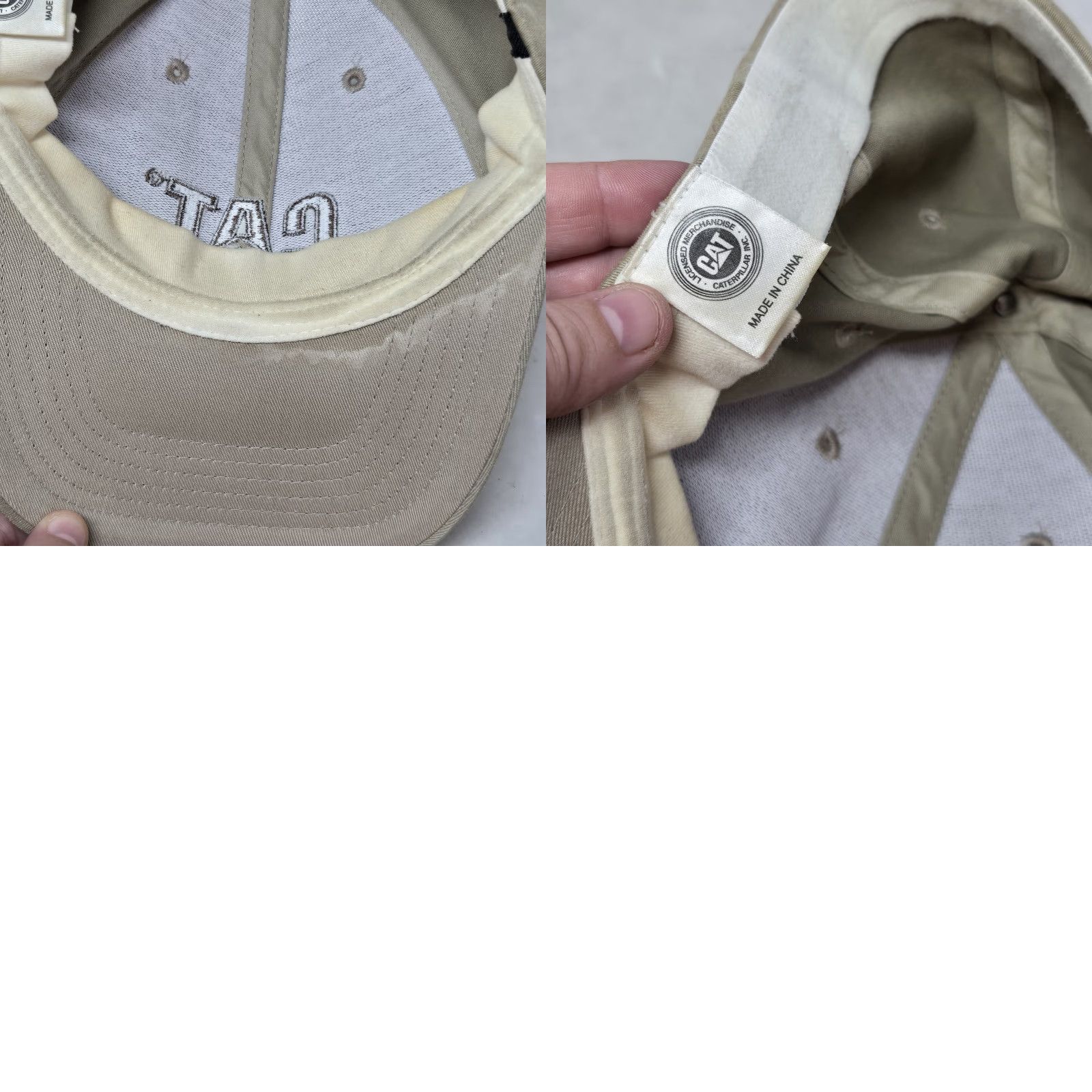 Vintage VINTAGE CAT Caterpillar Baseball Cap Hat Tan Suede Like OSFA Hat Mens Trucker Cap Buckle Adjustment Cat Theme 2000s Size ONE SIZE - 8 Thumbnail