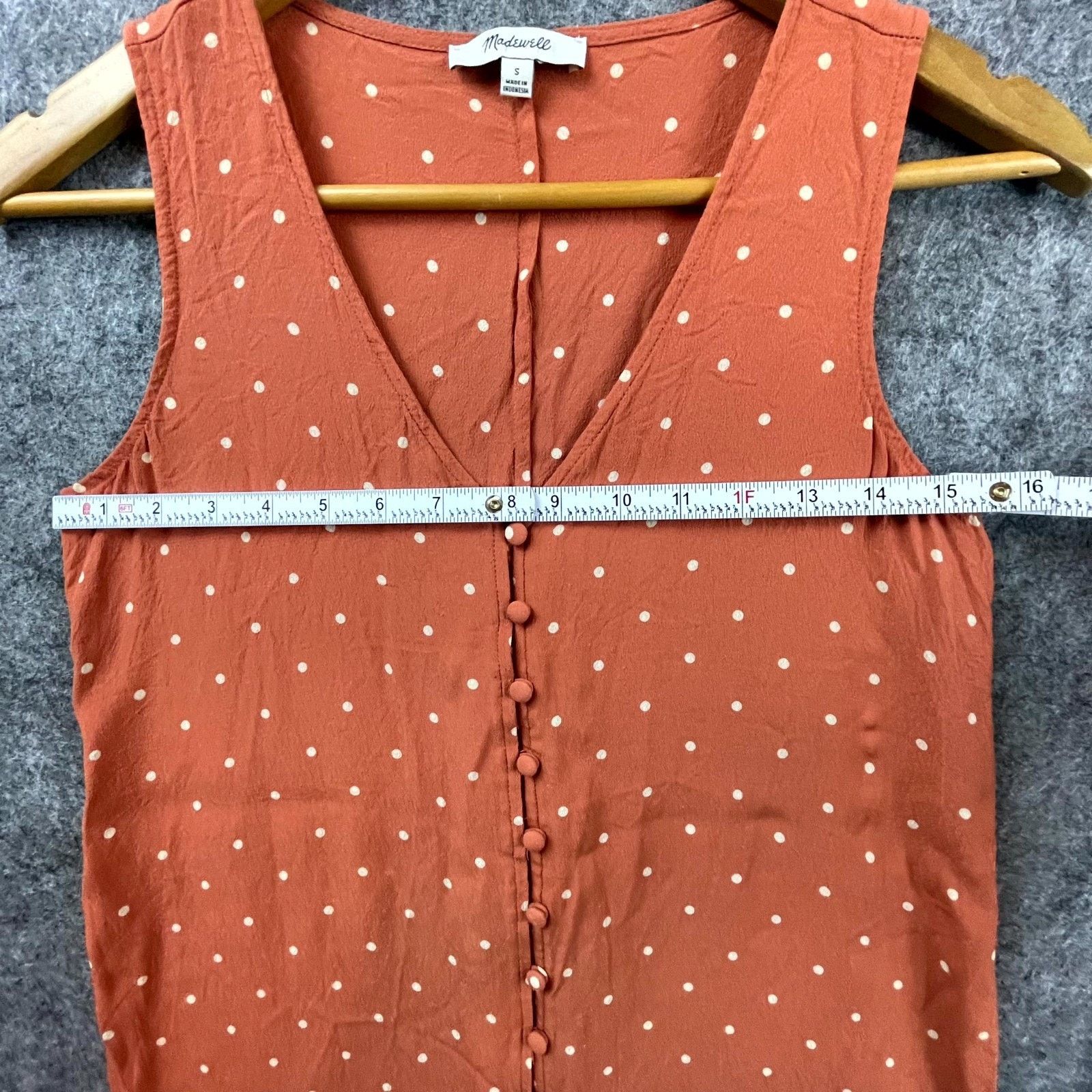 Madewell Madewell Tank Dress Small Orange Polka Dot Button Front Size S / US 4 / IT 40 - 7 Thumbnail