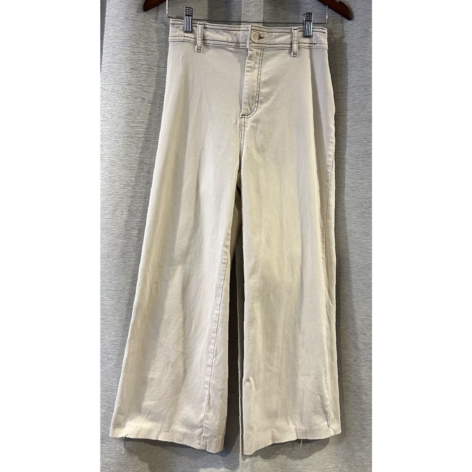 Vintage Bagatelle Collection Jeans Womens 8 Ivory High Rise Wide Leg Stretch Denim Jeans Size 30" / US 8 / IT 44 - 2 Thumbnail