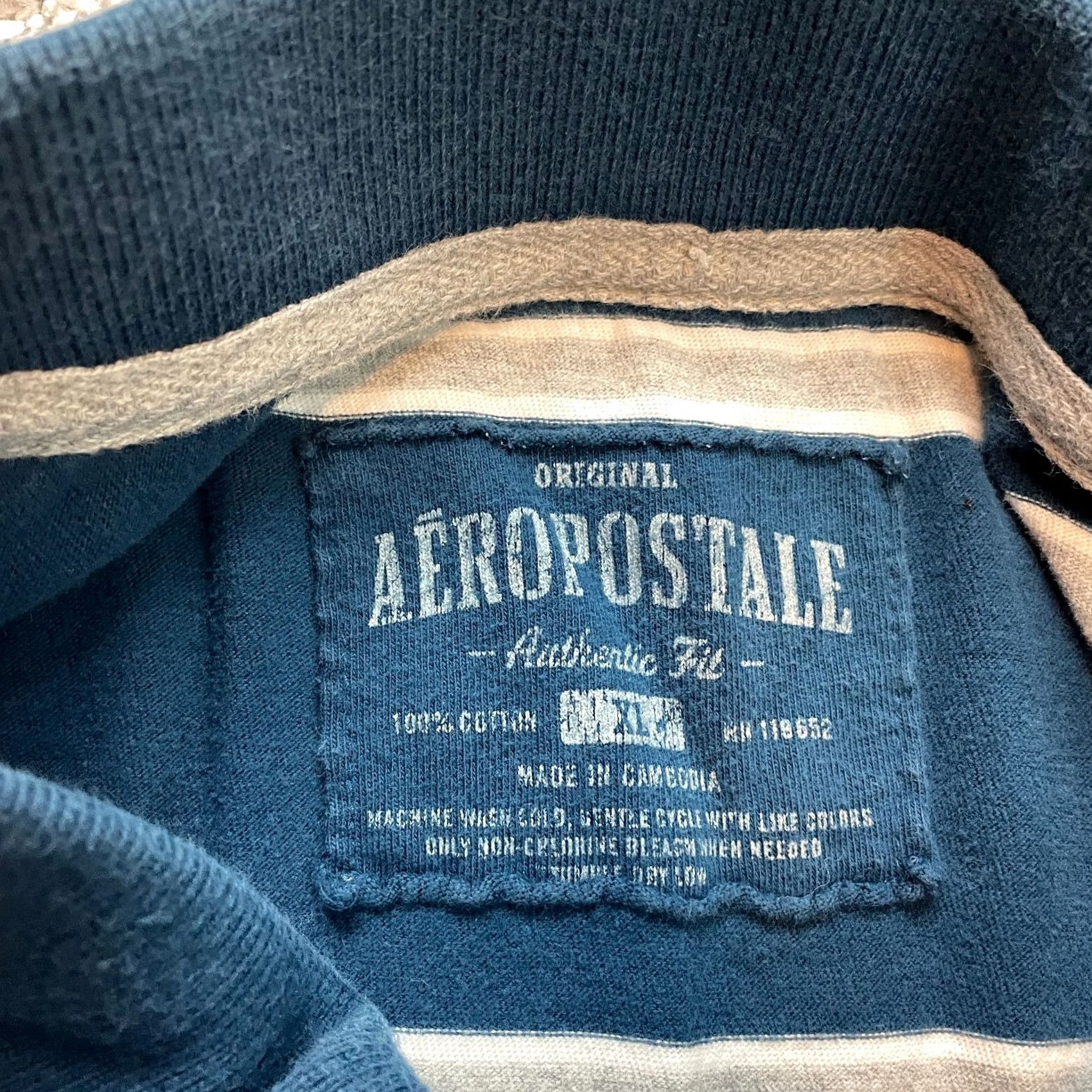 Vintage VINTAGE Aeropostale Polo Shirt Mens XL Blue Striped Authentic Fit Cotton Rugby Collared Shirt Men XL Blue Striped Polo Size US XL / EU 56 / 4 - 3 Thumbnail