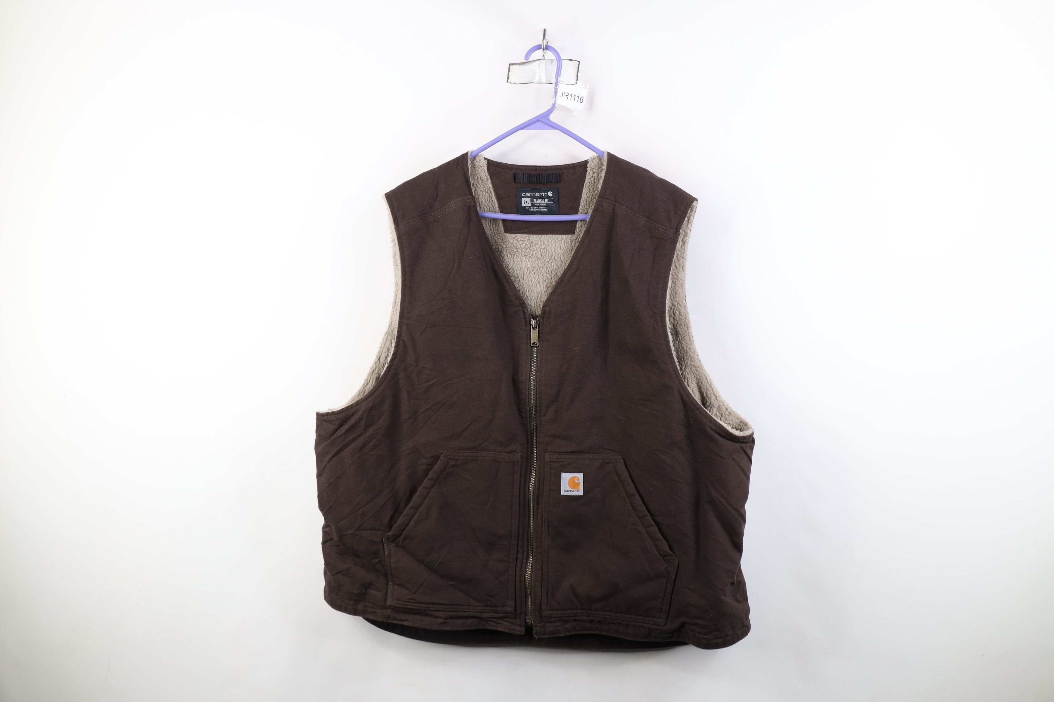Carhartt Vintage Y2K Carhartt Fleece Lined Canvas Vest Jacket Brown Size US XXL / EU 58 / 5 - 1 Thumbnail