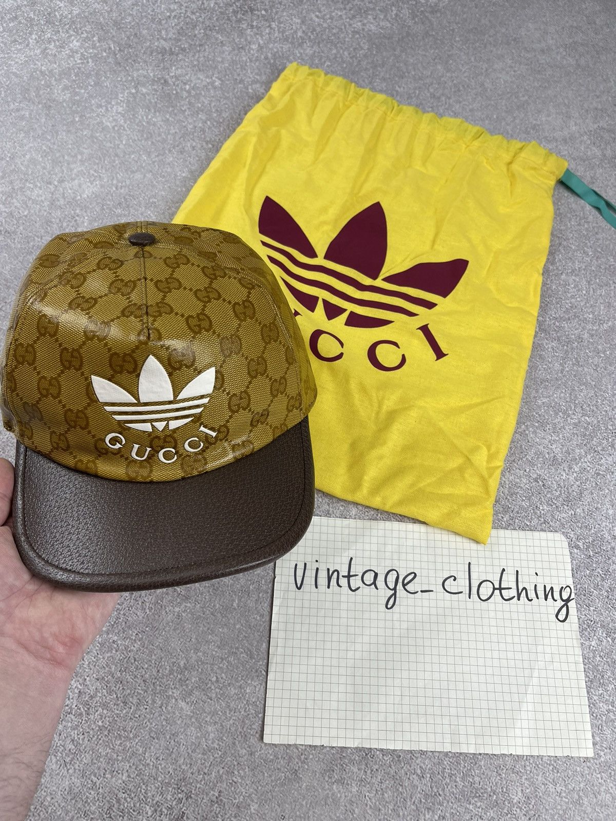 Adidas × Gucci Gucci x Adidas Baseball Cap Monogram Canvas Leather Size M Size ONE SIZE - 1 Thumbnail