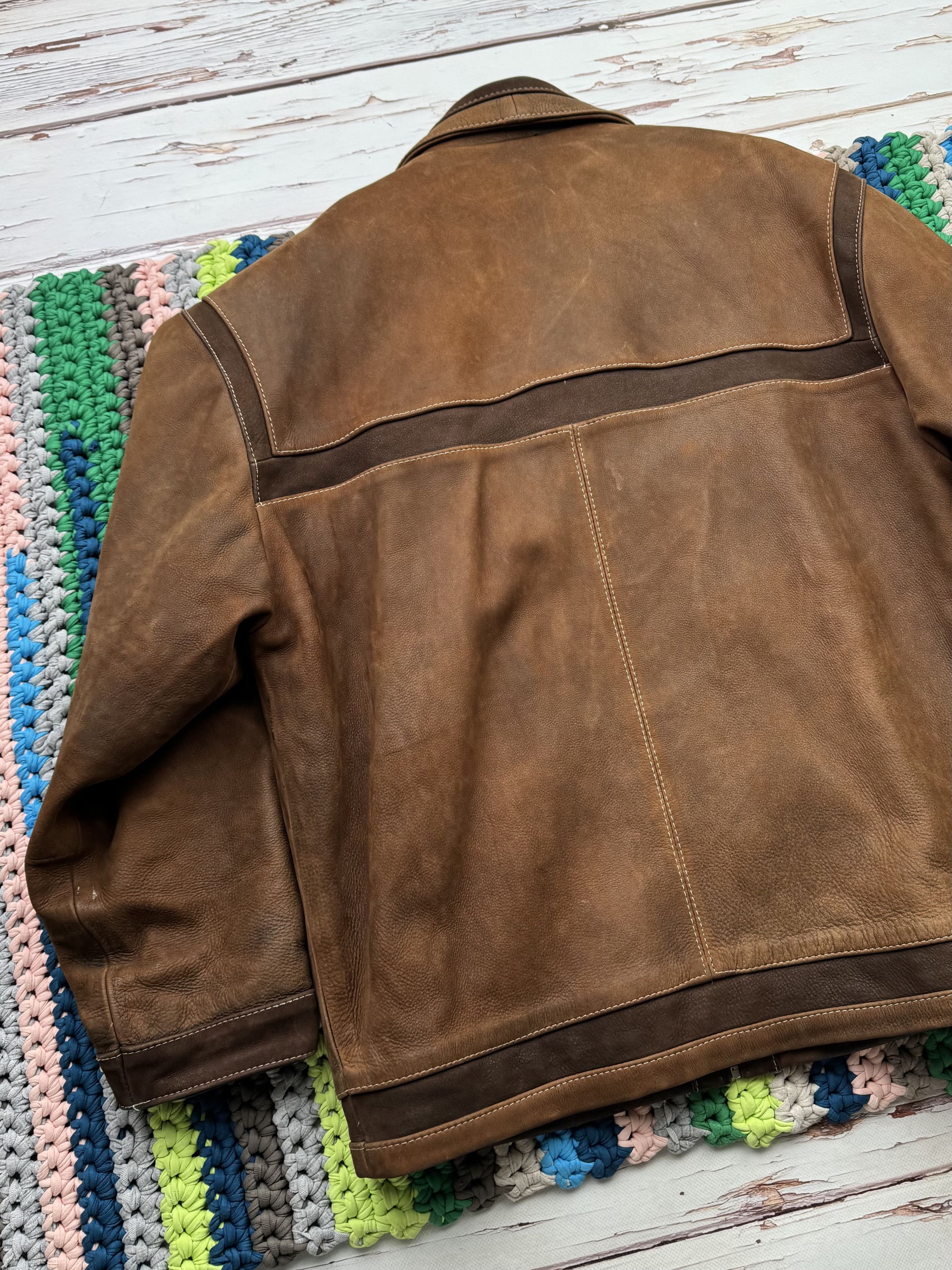 Japanese Brand Vintage Heavy Leather Bomber Jacket (ET1)(D15) Size US XL / EU 56 / 4 - 9 Thumbnail