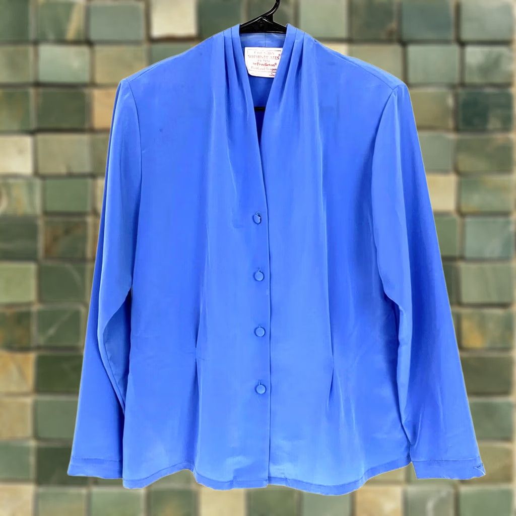 Pendleton VINTAGE Pendleton Country Sophisticates Periwinkle Blouse Shirt Women XS-ADJ 12 Size XL / US 12-14 / IT 48-50 - 1 Thumbnail