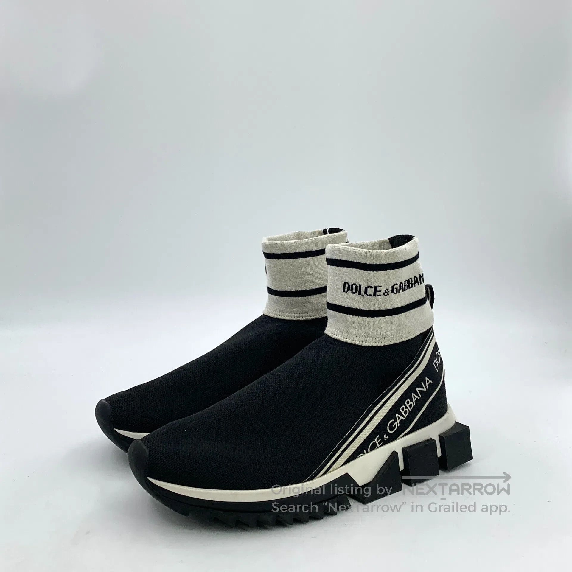 Dolce & Gabbana Dolce Gabbana Black Logo Letter Casual Laced Sock Shoes Sn Size US 6.5 / IT 36.5 - 1 Thumbnail