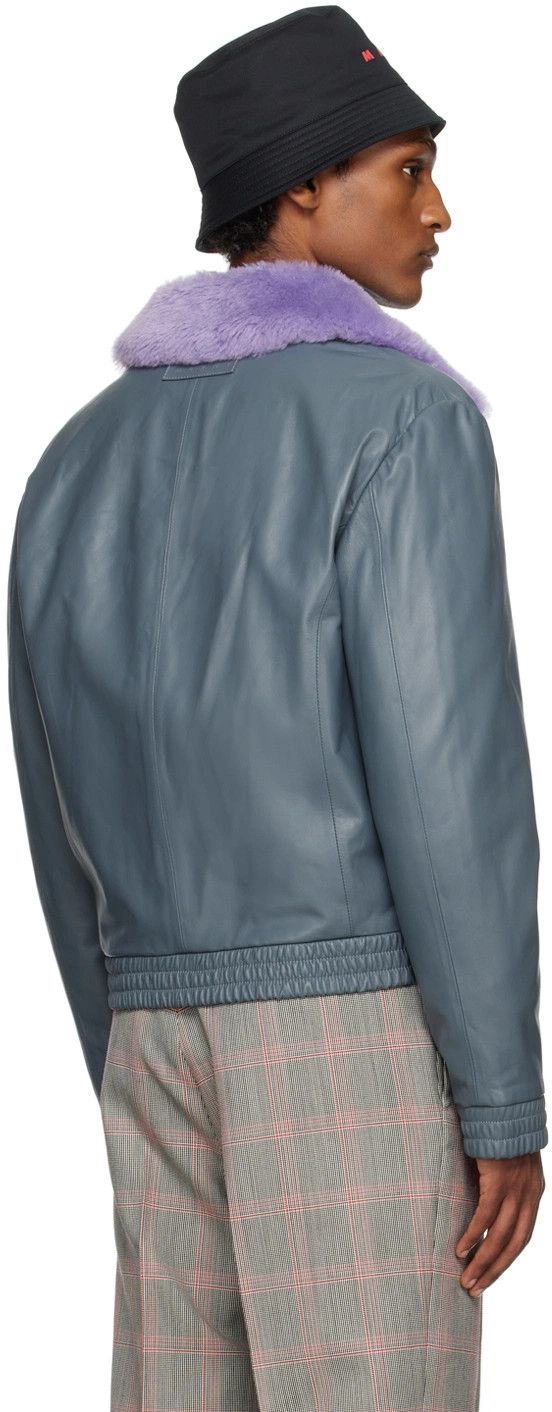 Marni o1w1db11125 Contrast Leather Jacket in Grey Size US L / EU 52-54 / 3 - 3 Thumbnail
