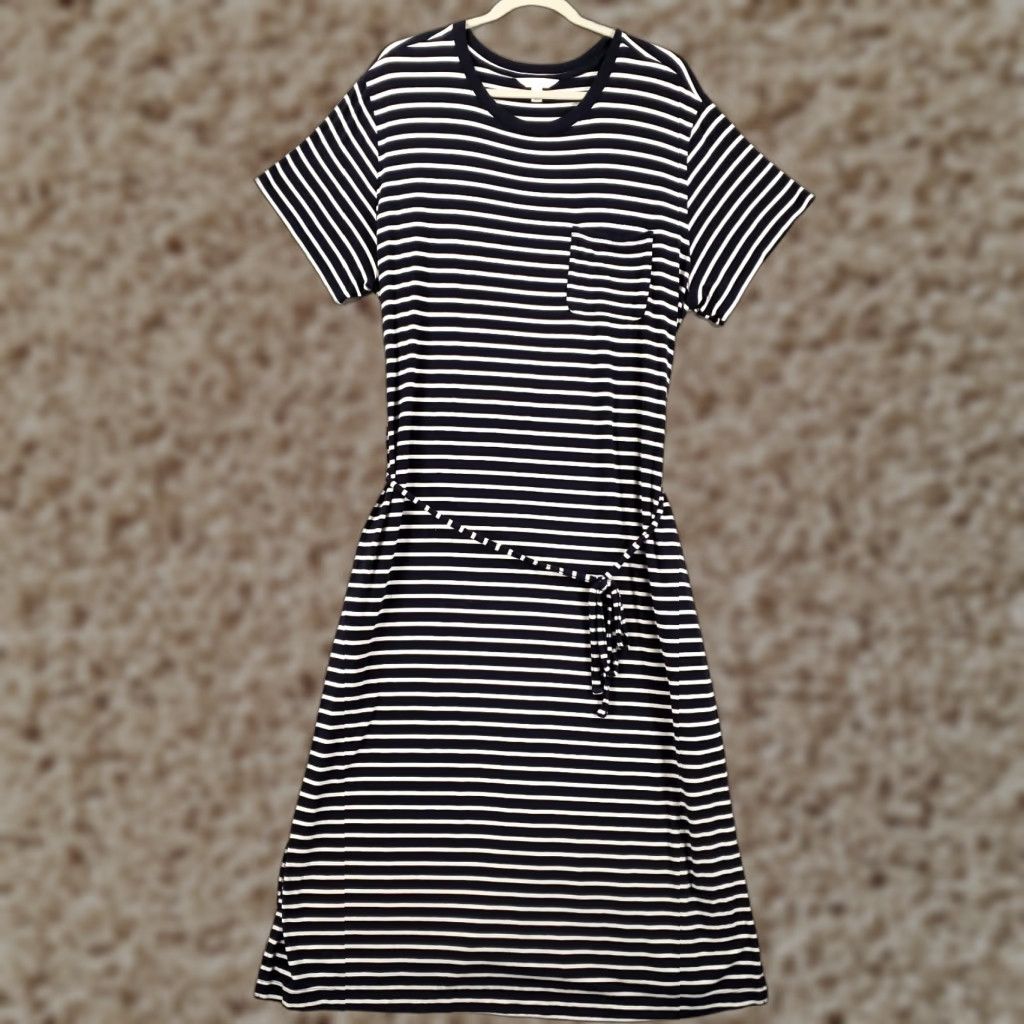 Vintage Womens Time And Tru Maxi Dress 2XL Belted Striped Blue White Longline Size XXL / US 16-18 / IT 52-54 - 1 Thumbnail
