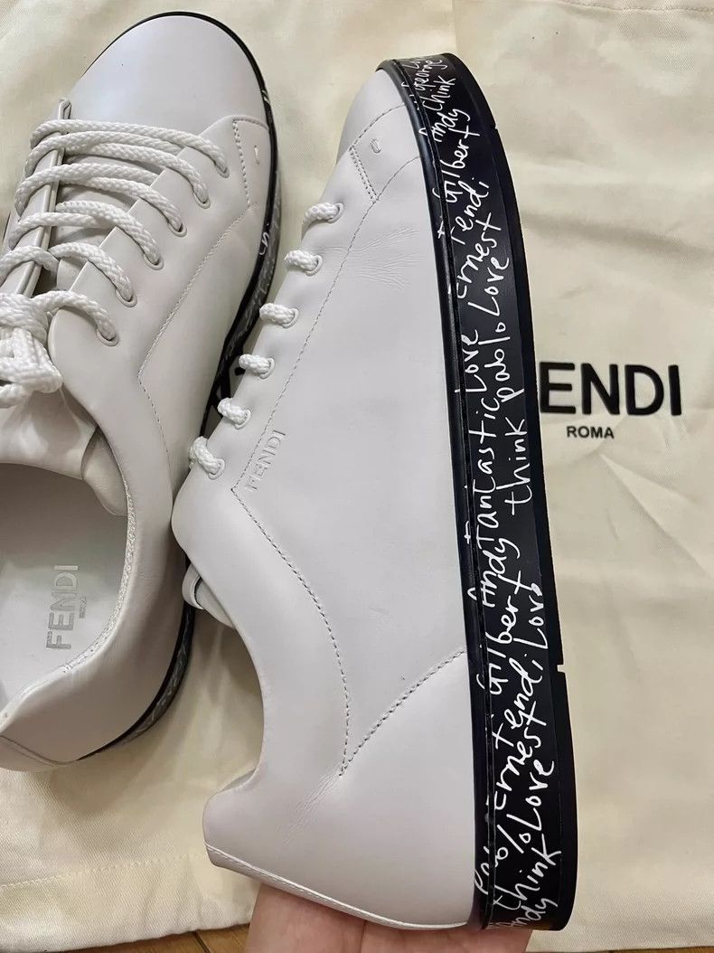 Fendi Fendi White Flat Sneakers for Men Size US 9 / EU 42 - 3 Thumbnail