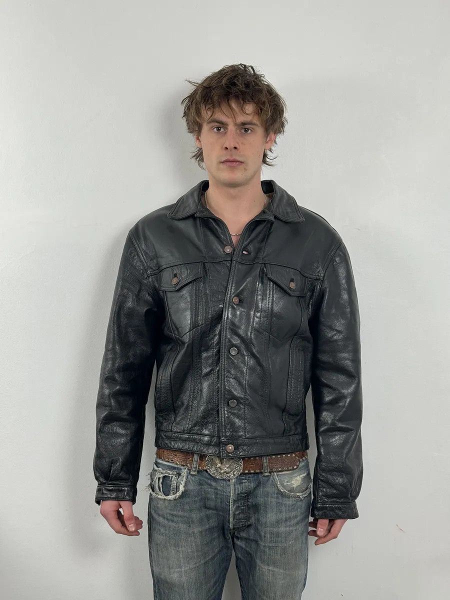 Levi's Levis Black Leather Bomber Trucker Jacket Size US M / EU 48-50 / 2 - 3 Thumbnail