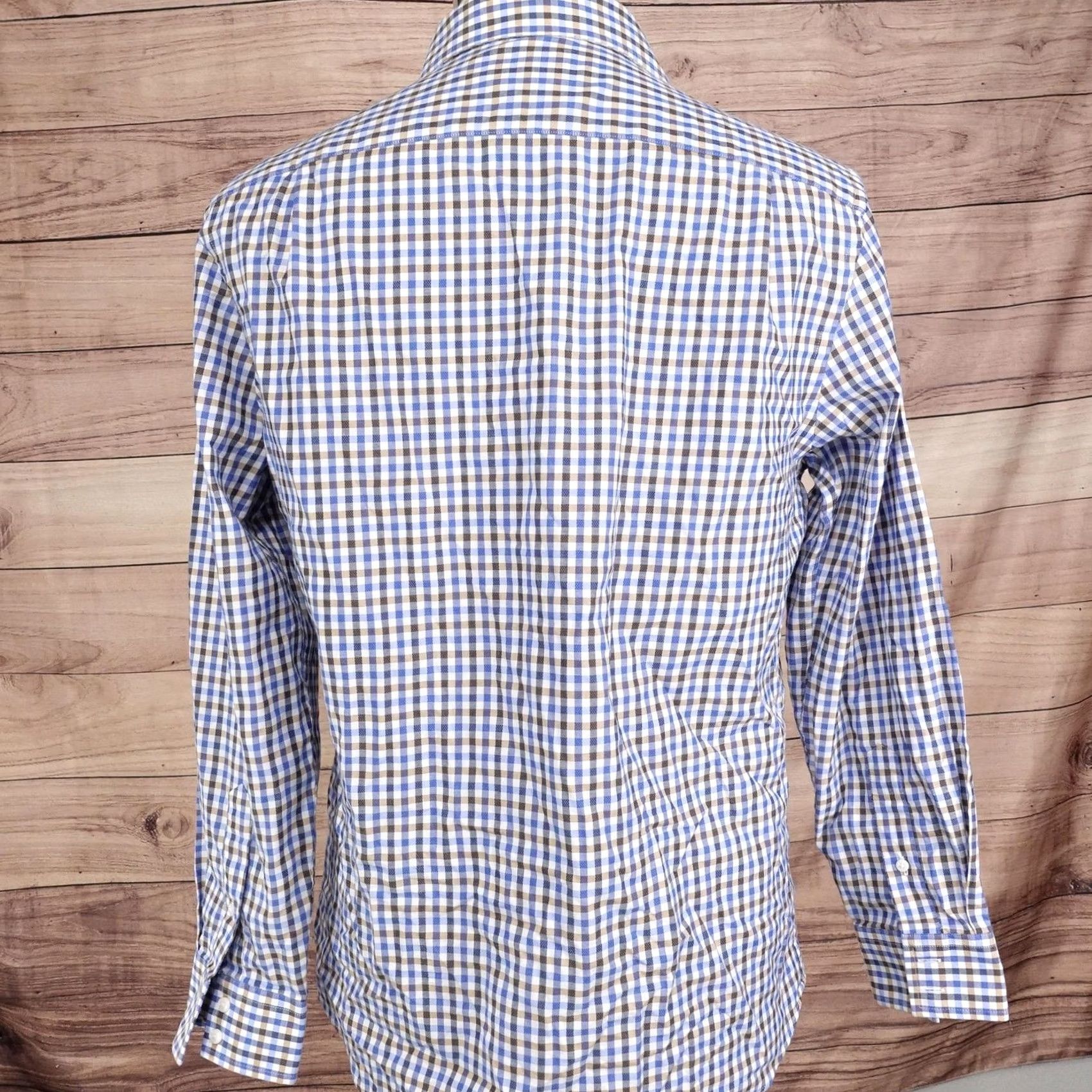 Ben Sherman Ben Sherman Shirt Adult M Blue Check Long Sleeve Button-Up Stretch Mens 15-15.5 32-33 Size US M / EU 48-50 / 2 - 4 Thumbnail